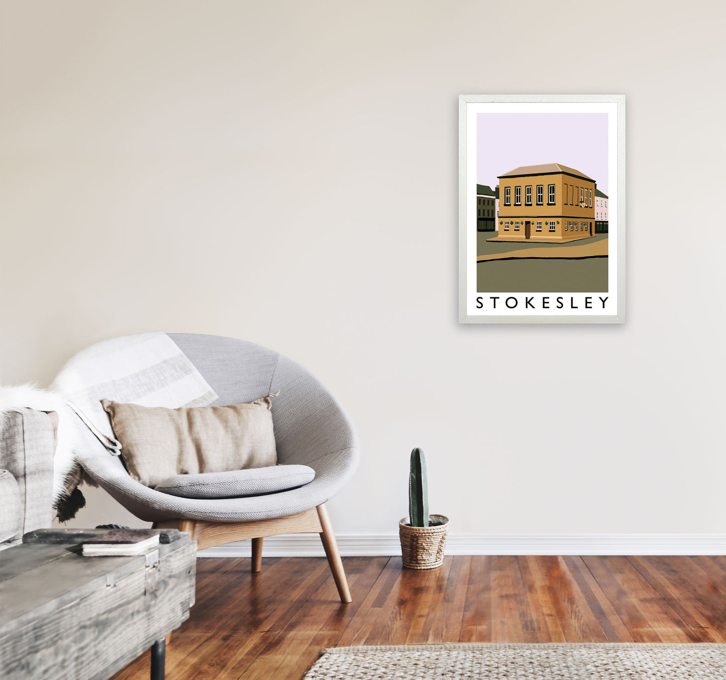 Stokesley Travel Art Print by Richard O'Neill, Framed Wall Art A2 Oak Frame