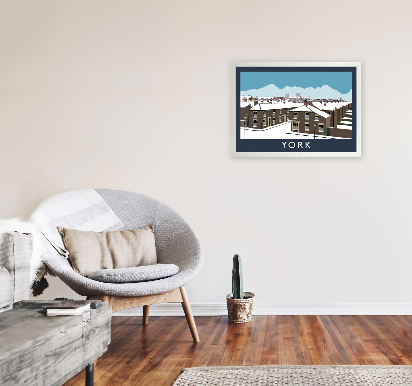 York Travel Art Print by Richard O'Neill, Framed Wall Art A2 Oak Frame