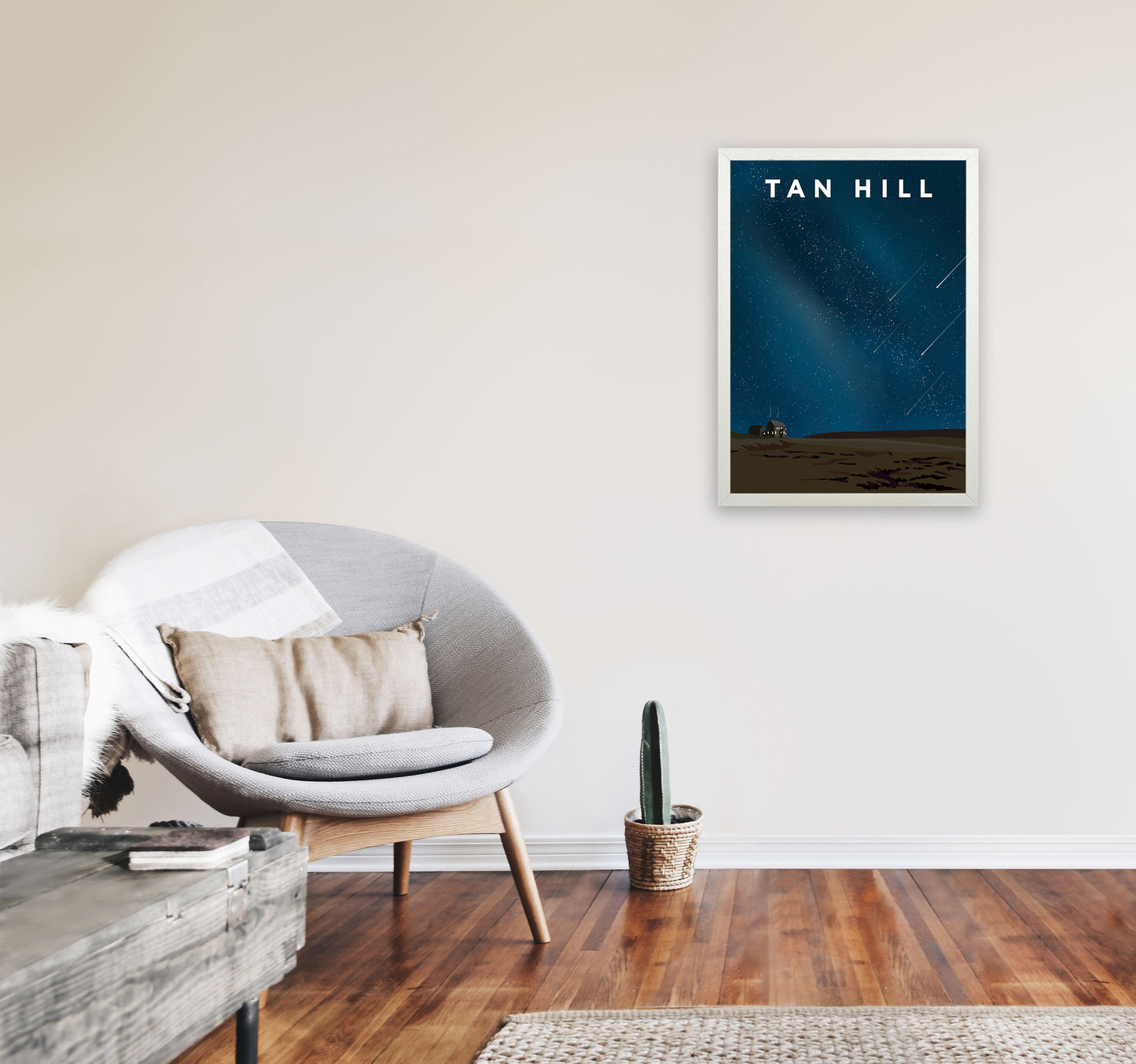 Tan Hill Travel Art Print by Richard O'Neill, Framed Wall Art A2 Oak Frame