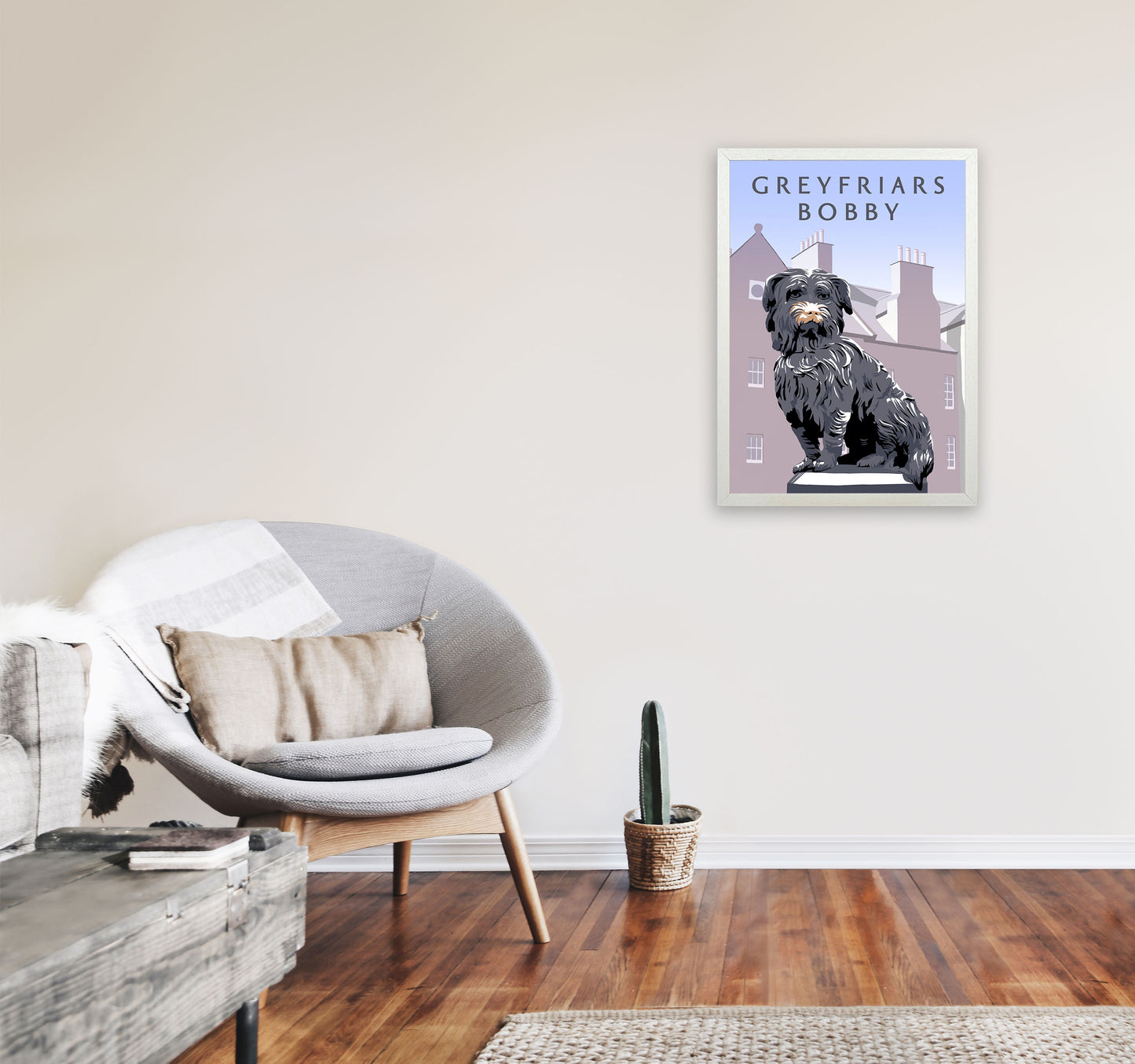 Greyfriars Bobby Portrait by Richard O'Neill A2 Oak Frame