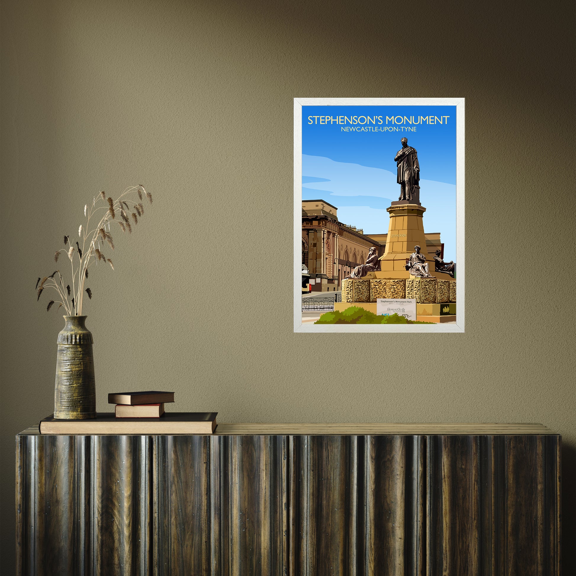 Stephenson's Monument by Richard O'Neill A2 White Frame