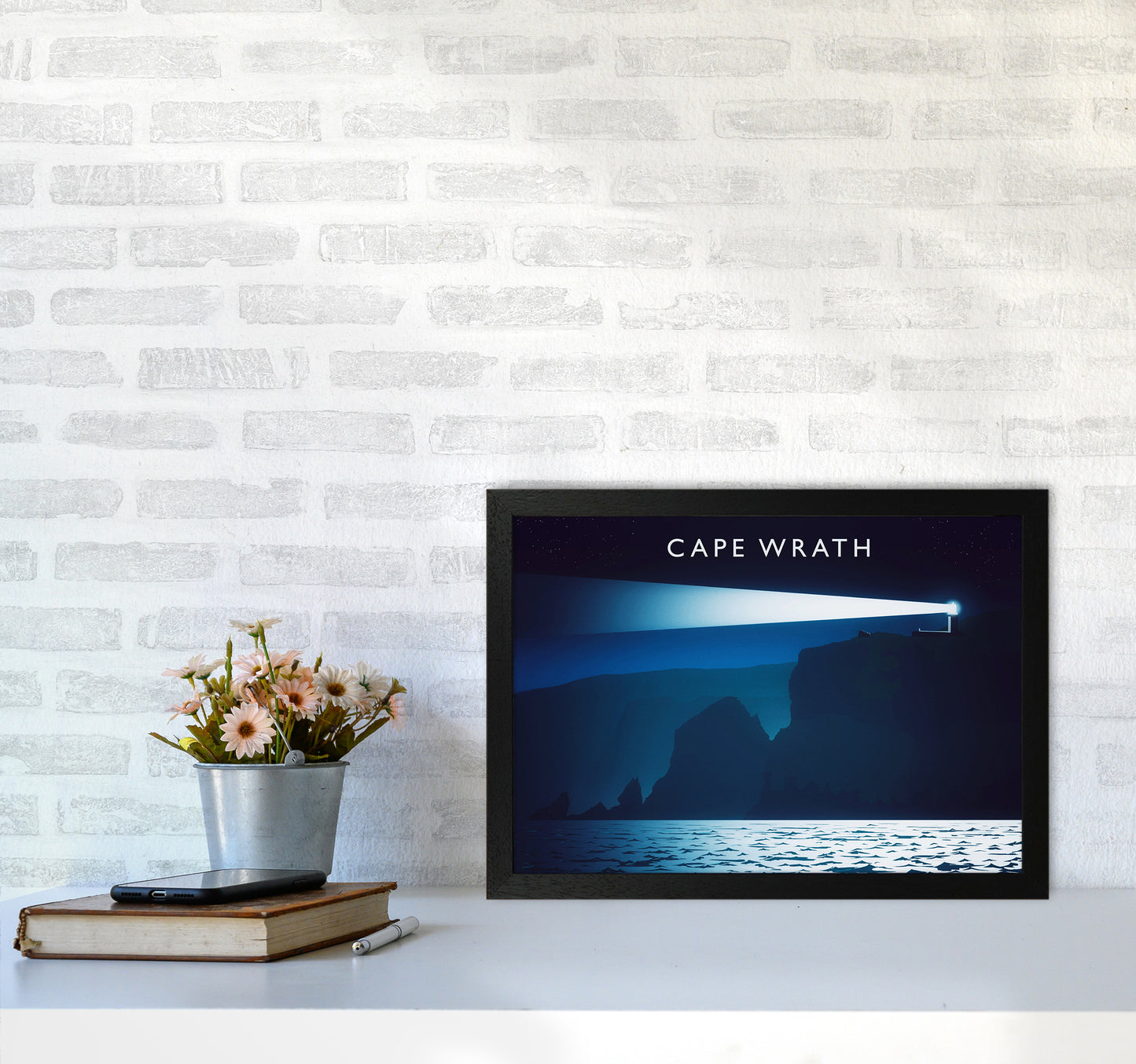 Cape Wrath Travel Art Print by Richard O'Neill A3 White Frame