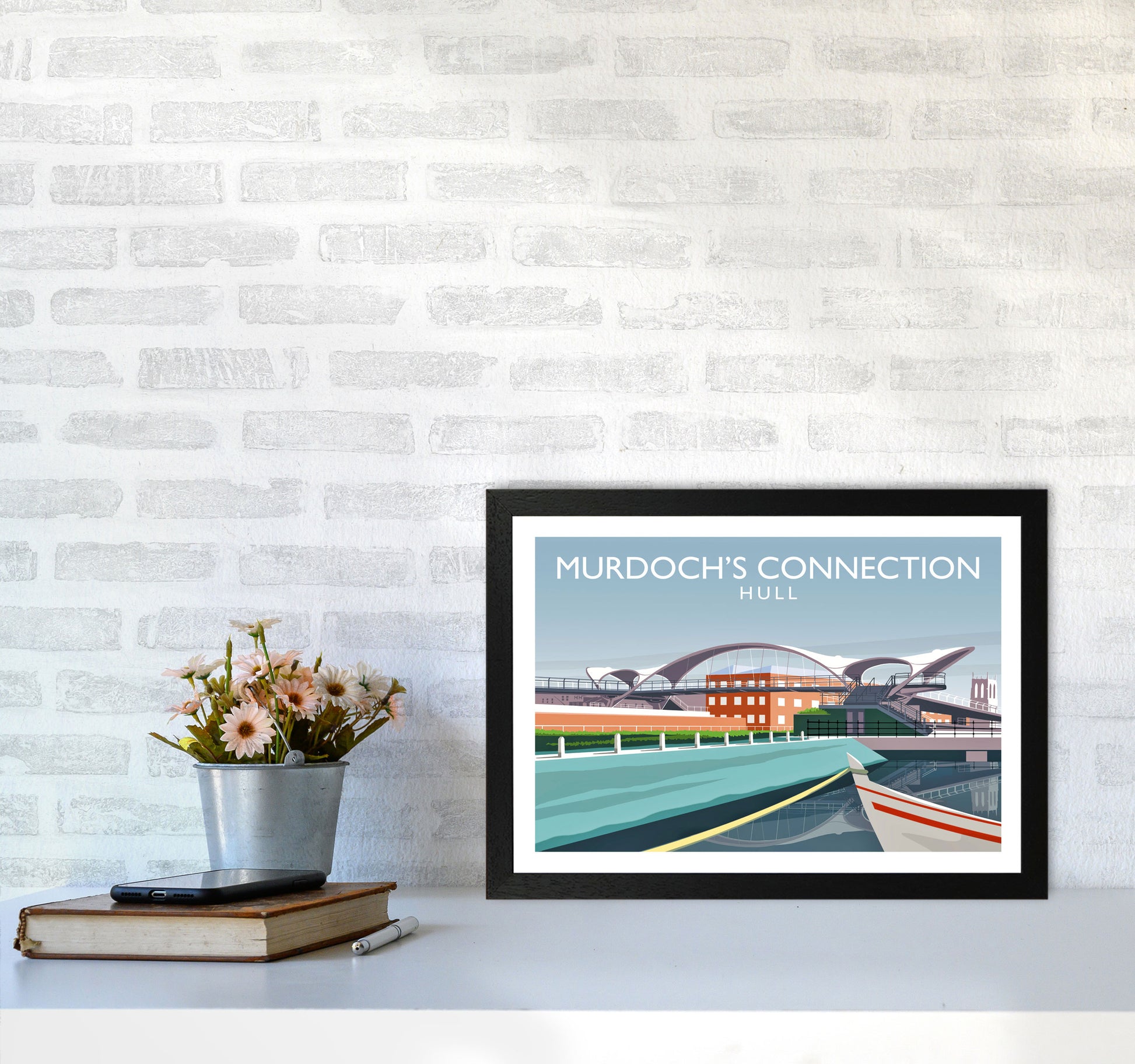 Murdoch's Connection Travel Art Print by Richard O'Neill A3 White Frame