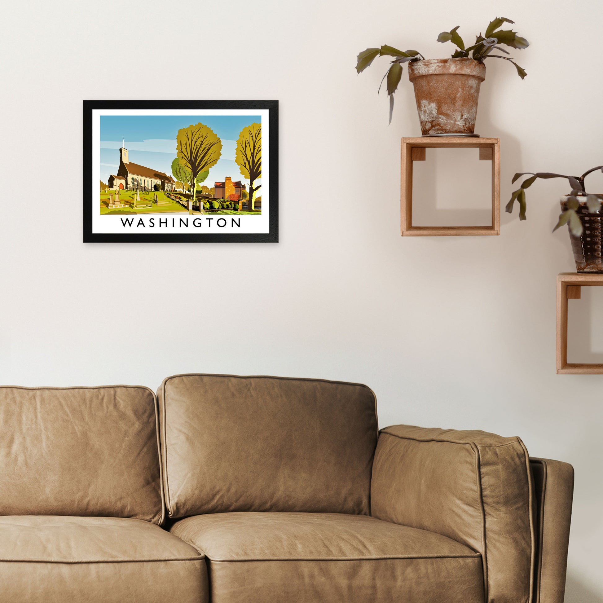 Washington Travel Art Print by Richard O'Neill A3 White Frame
