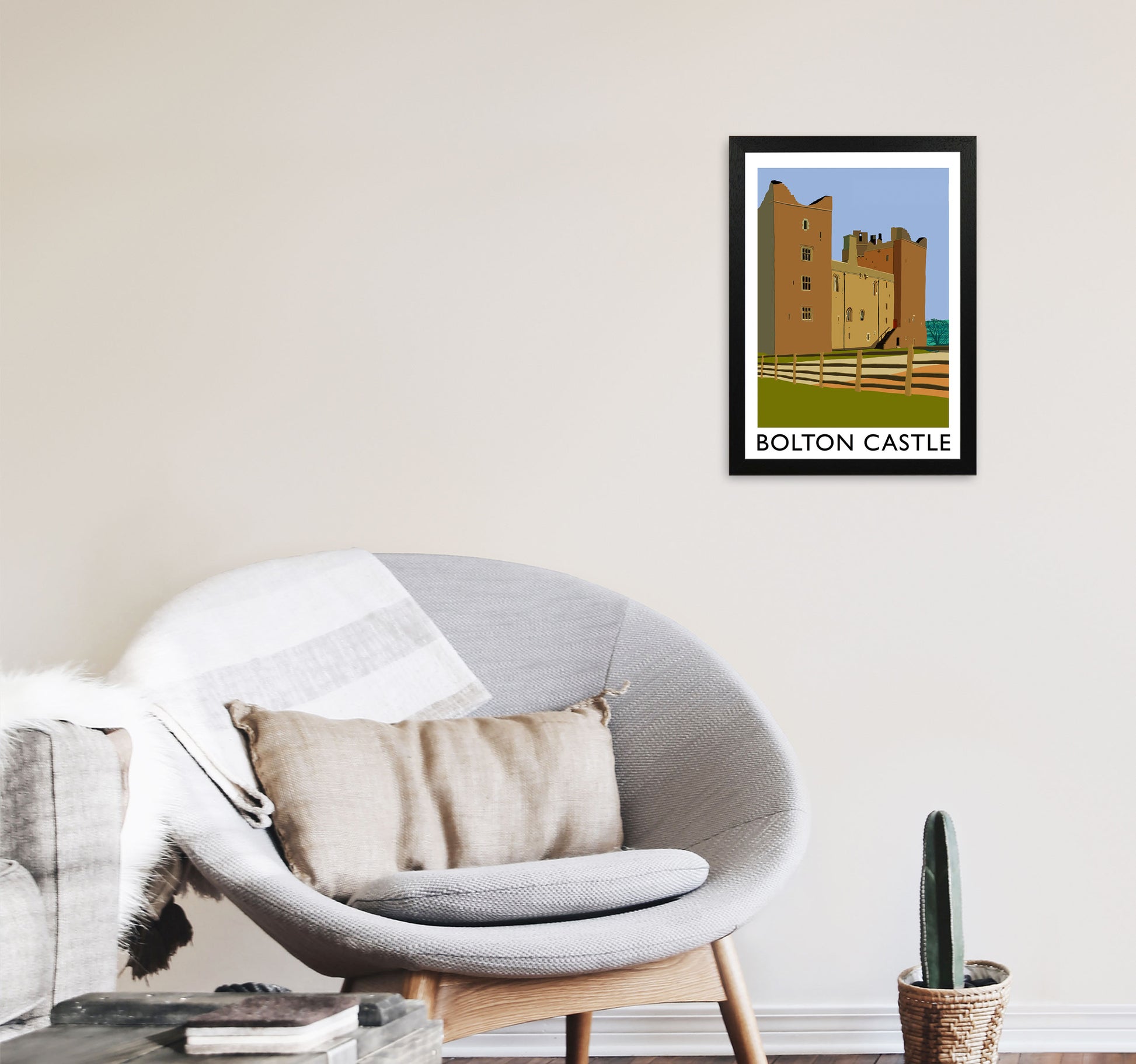 Bolton Castle Framed Digital Art Print by Richard O'Neill A3 White Frame