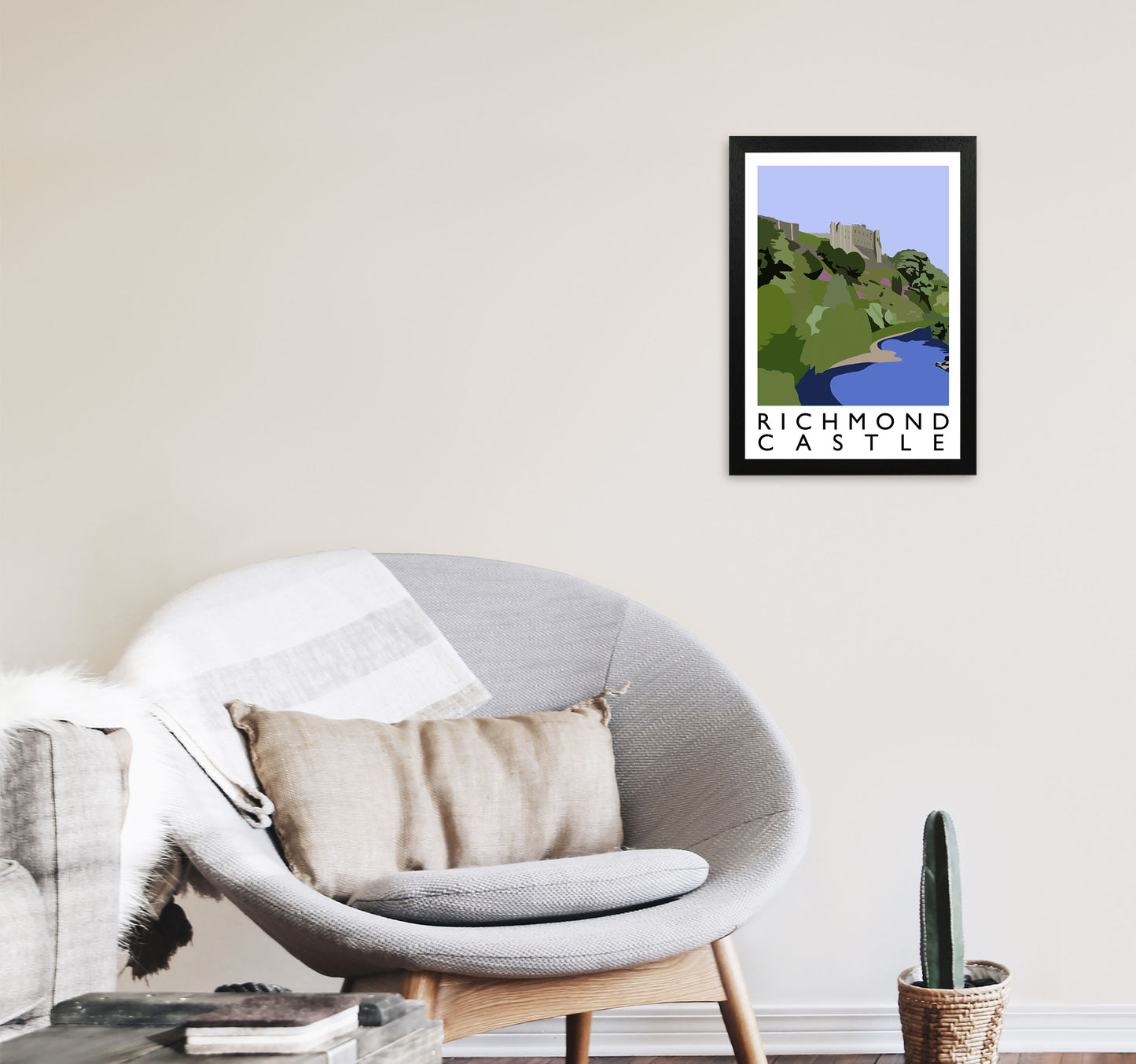 Richmond Castle Art Print by Richard O'Neill A3 White Frame