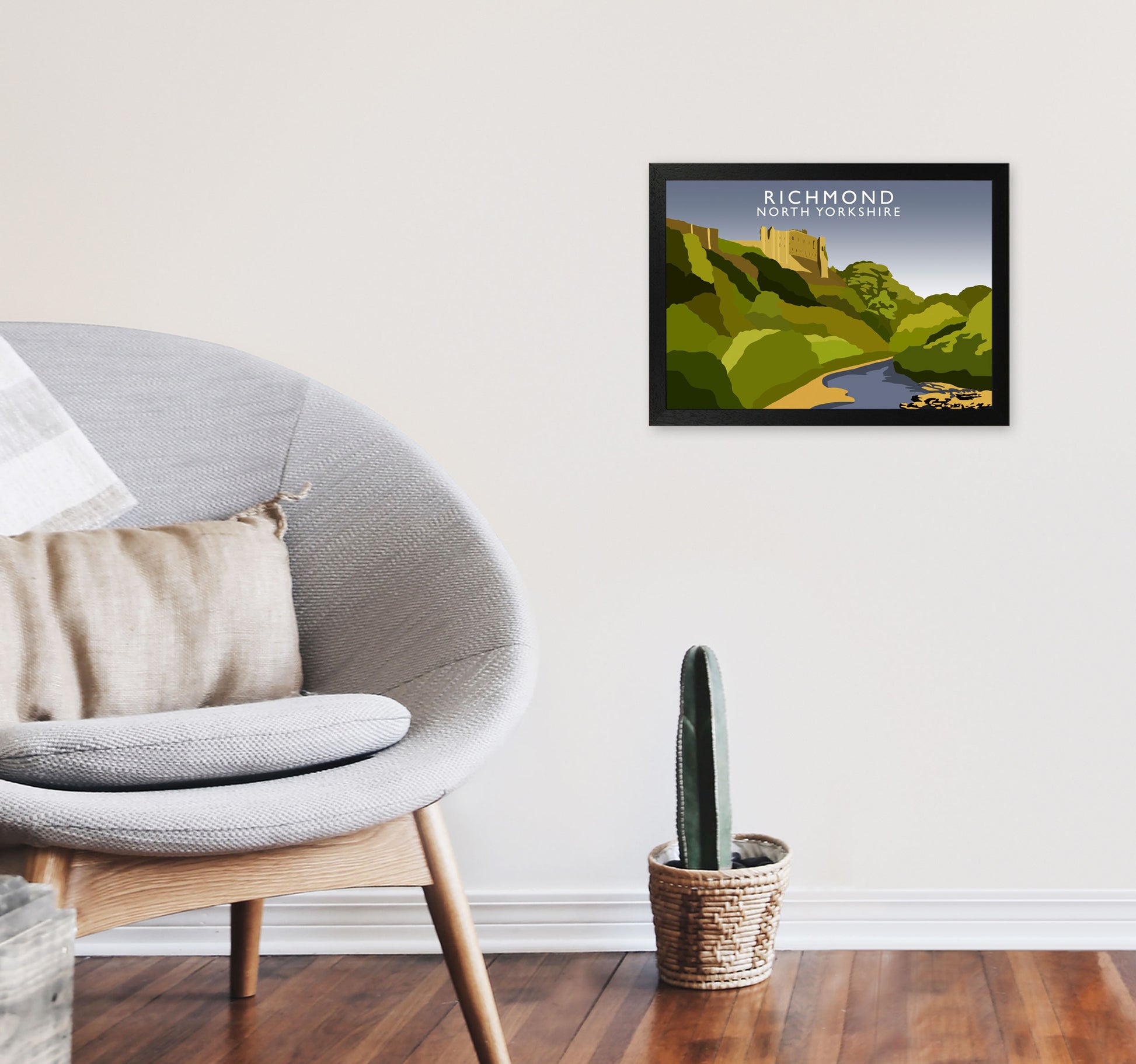 Richmond North Yorkshire Art Print by Richard O'Neill A3 White Frame