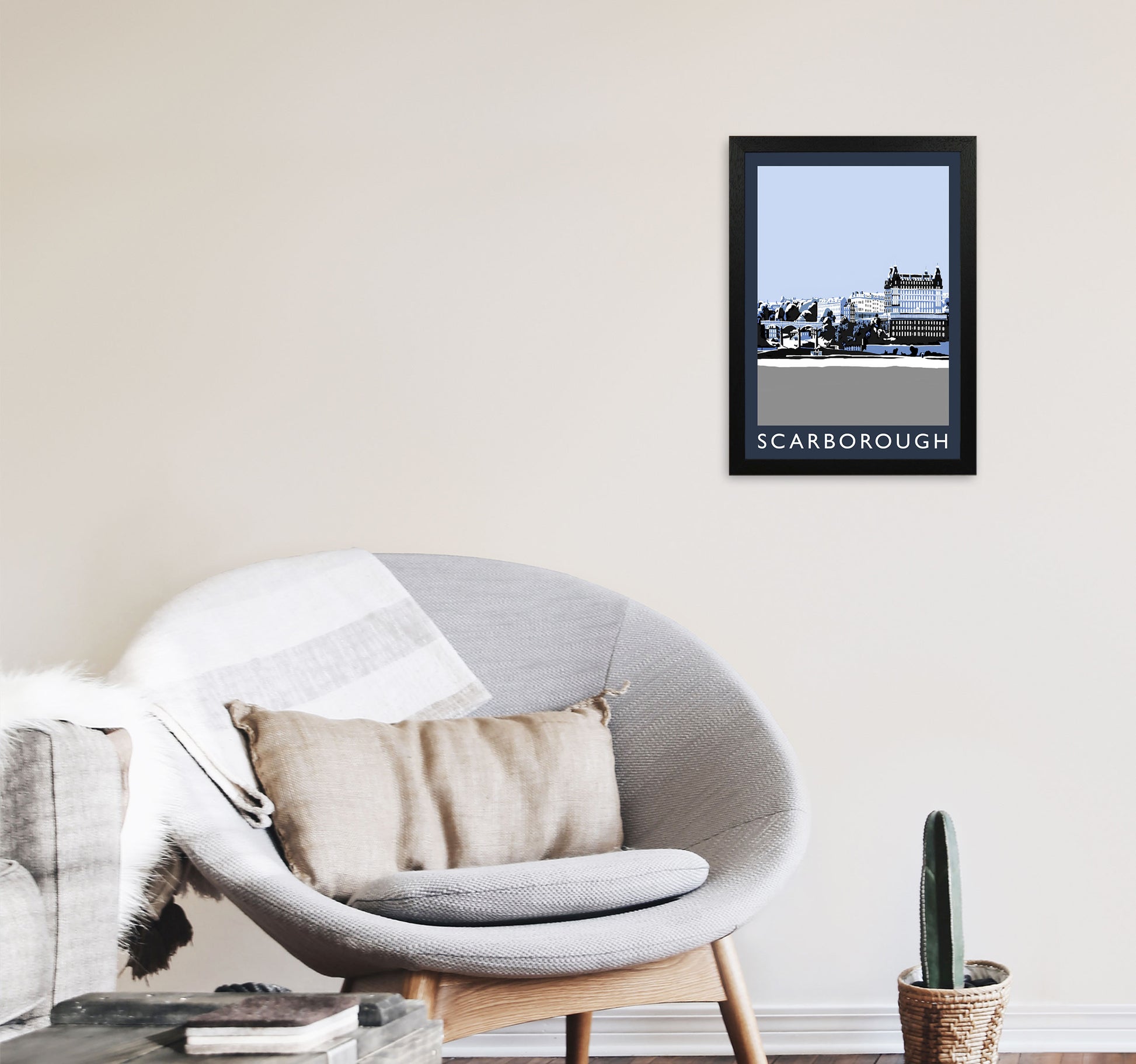 Scarborough by Richard O'Neill Yorkshire Art Print, Vintage Travel Poster A3 White Frame