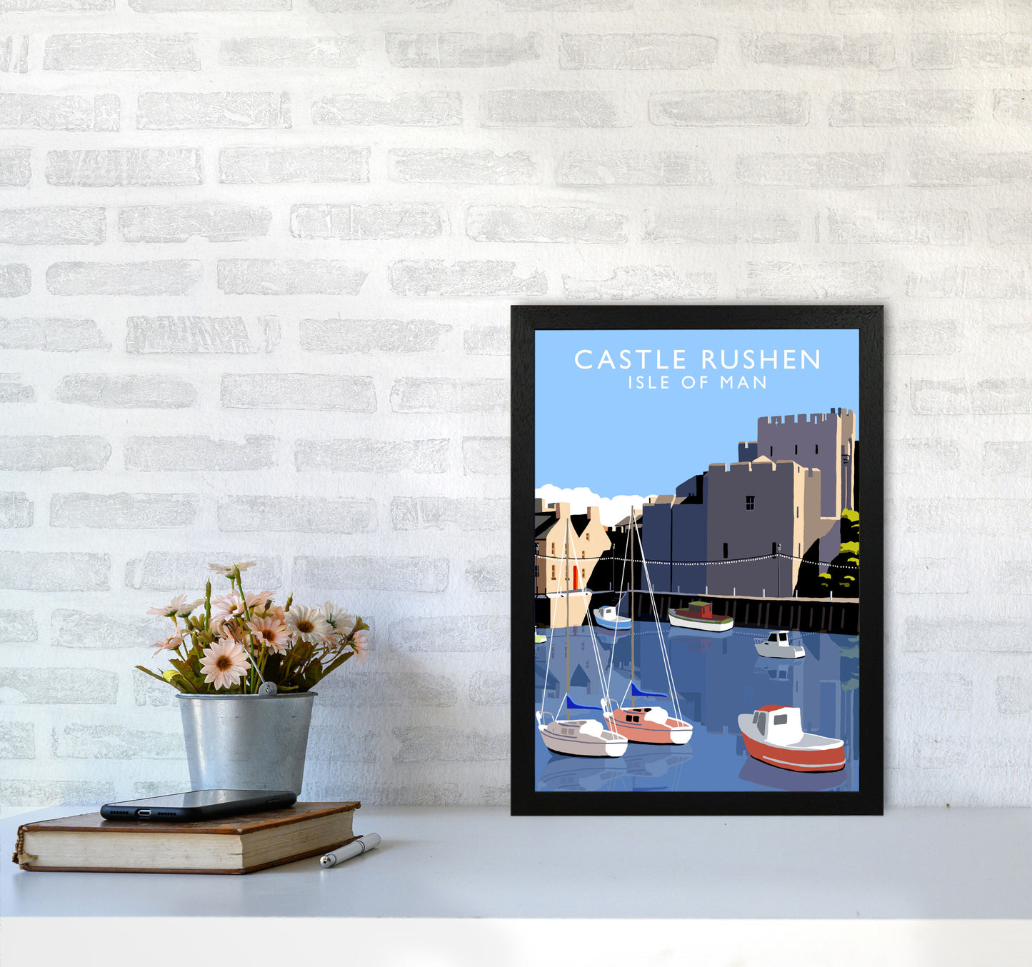 Castle Rushen by Richard O'Neill A3 White Frame