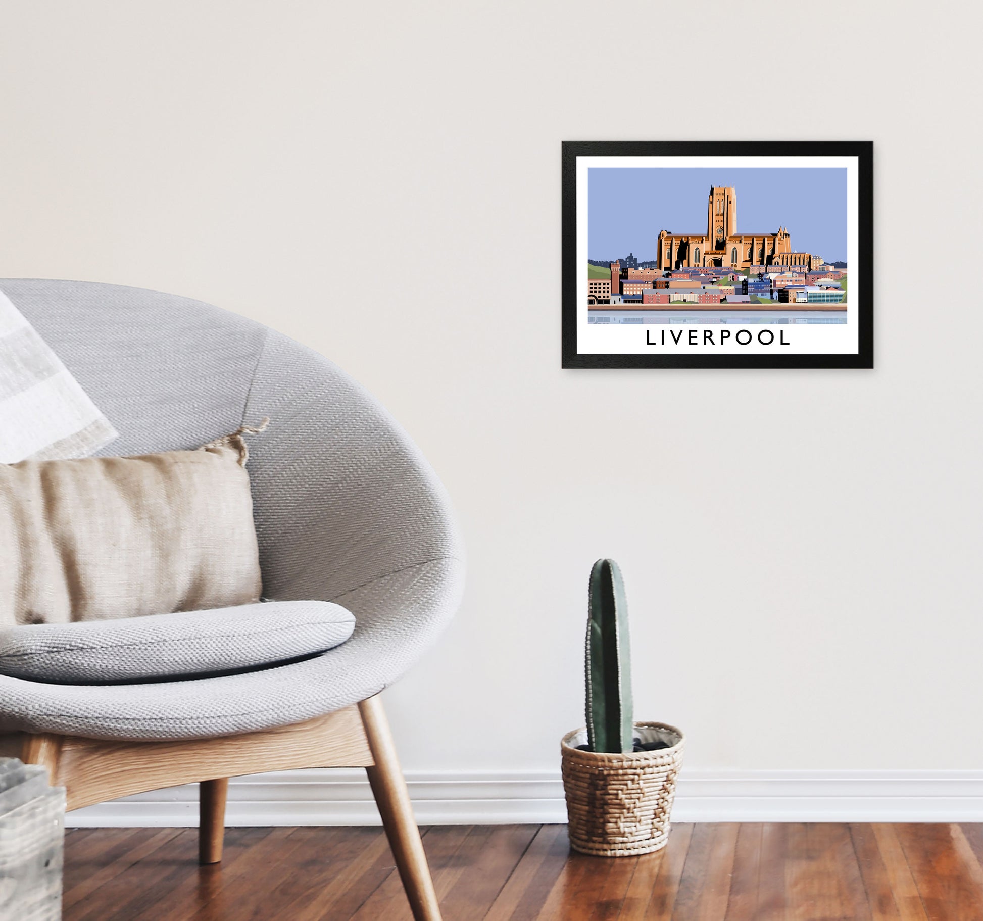 Liverpool Framed Digital Art Print by Richard O'Neill A3 White Frame