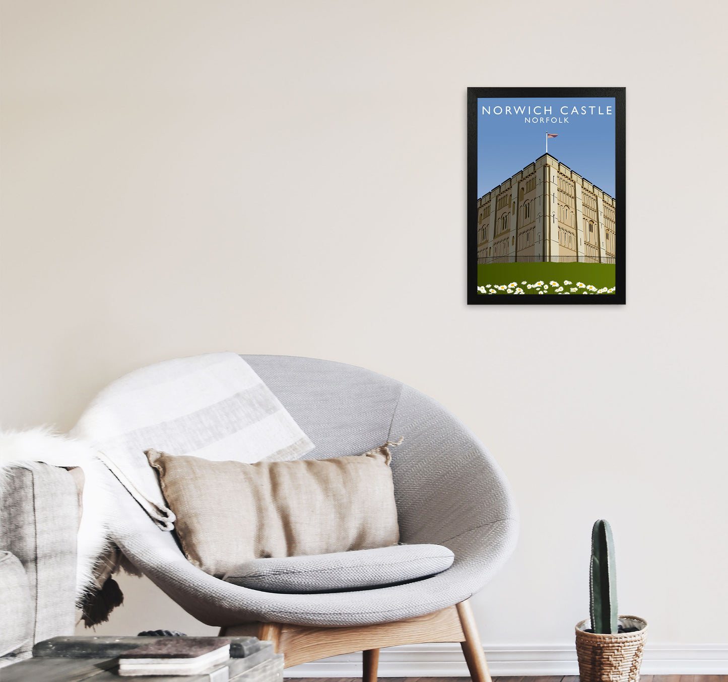 Norwich Castle by Richard O'Neill A3 White Frame