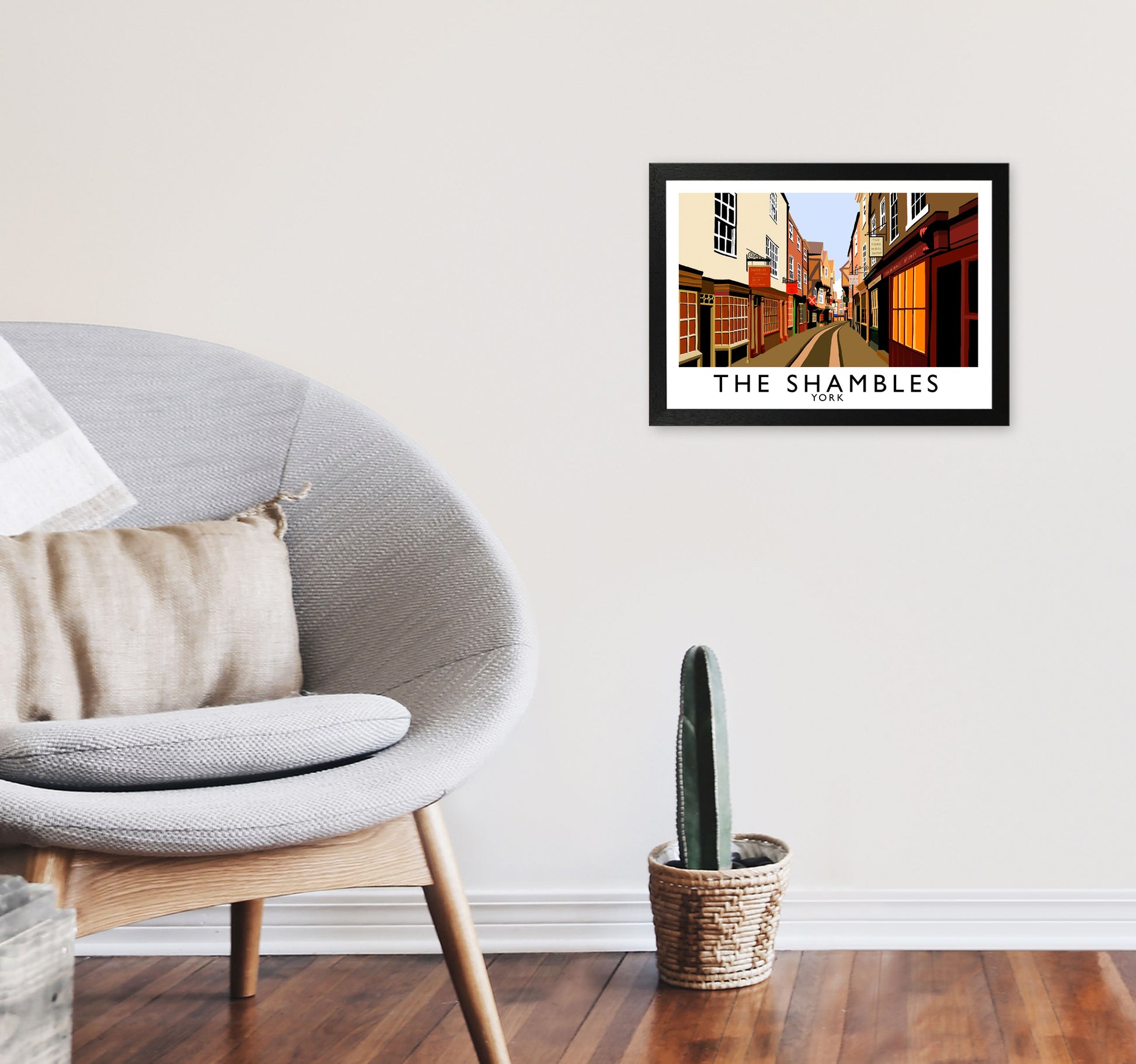 The Shambles by Richard O'Neill Yorkshire Art Print, Vintage Travel Poster A3 White Frame
