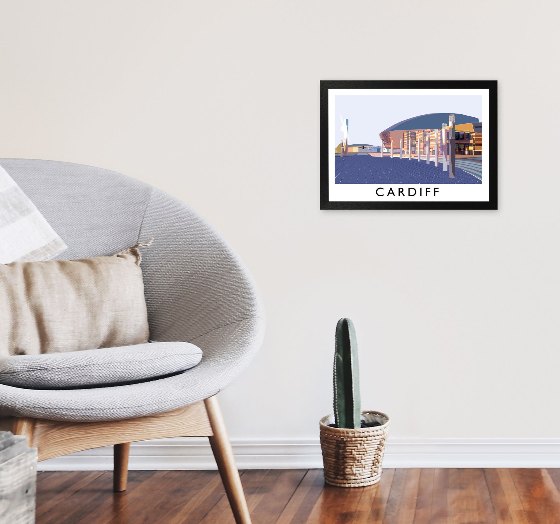 Cardiff by Richard O'Neill A3 White Frame