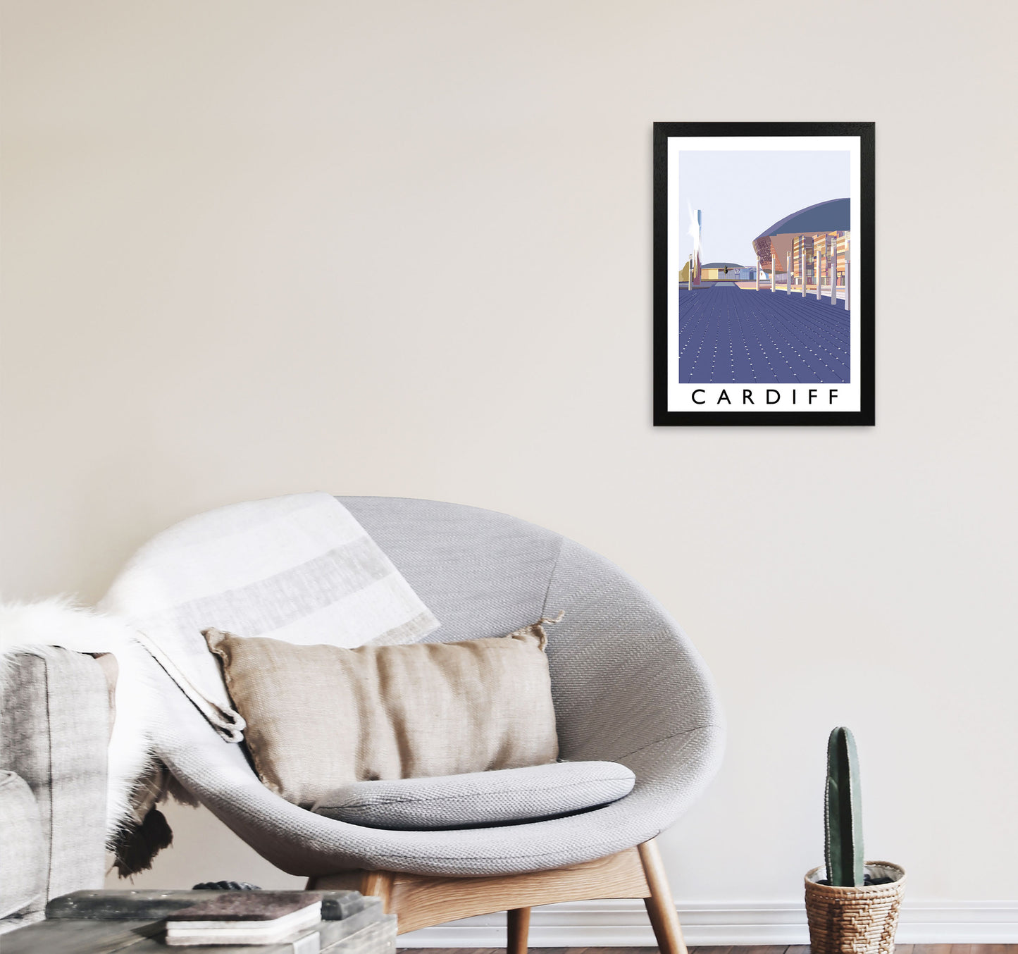 Cardiff by Richard O'Neill A3 White Frame