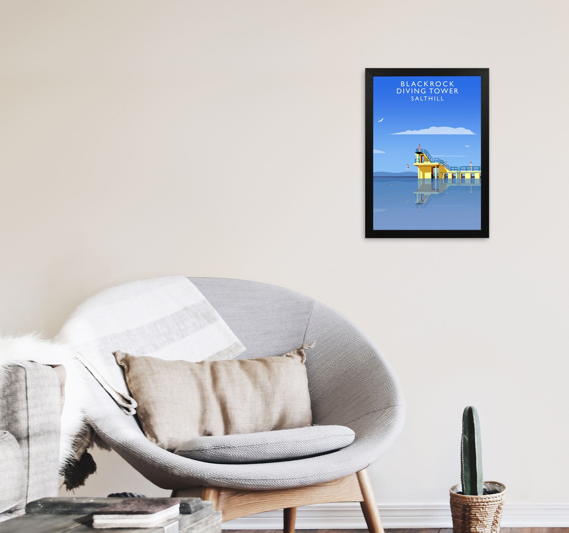 Blackrock Diving Tower (Portrait) by Richard O'Neill A3 White Frame