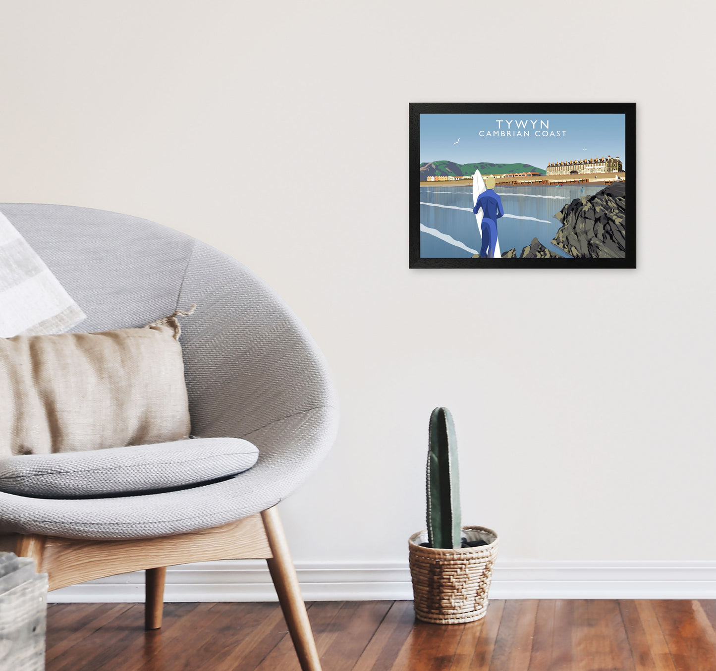 Tywyn Cambrian Coast Framed Digital Art Print by Richard O'Neill A3 White Frame