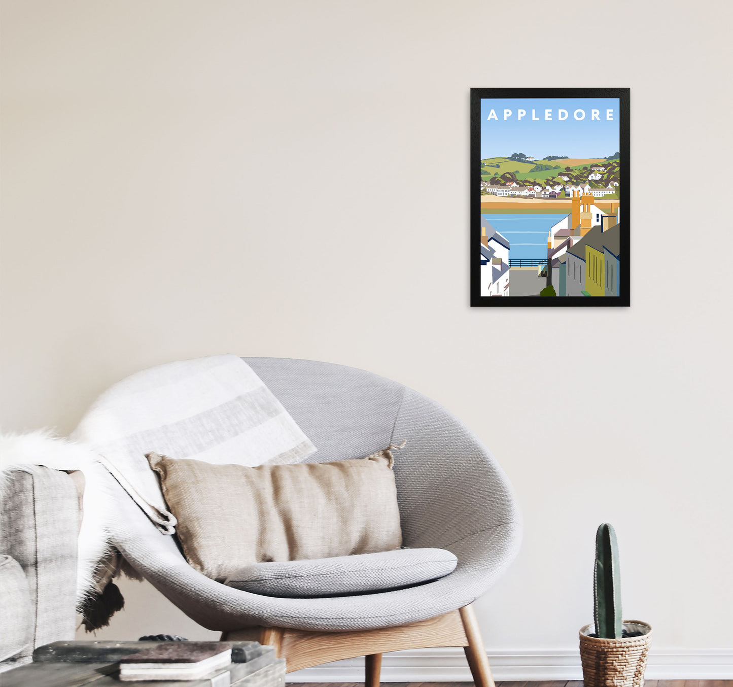 Appledore Framed Digital Art Print by Richard O'Neill A3 White Frame