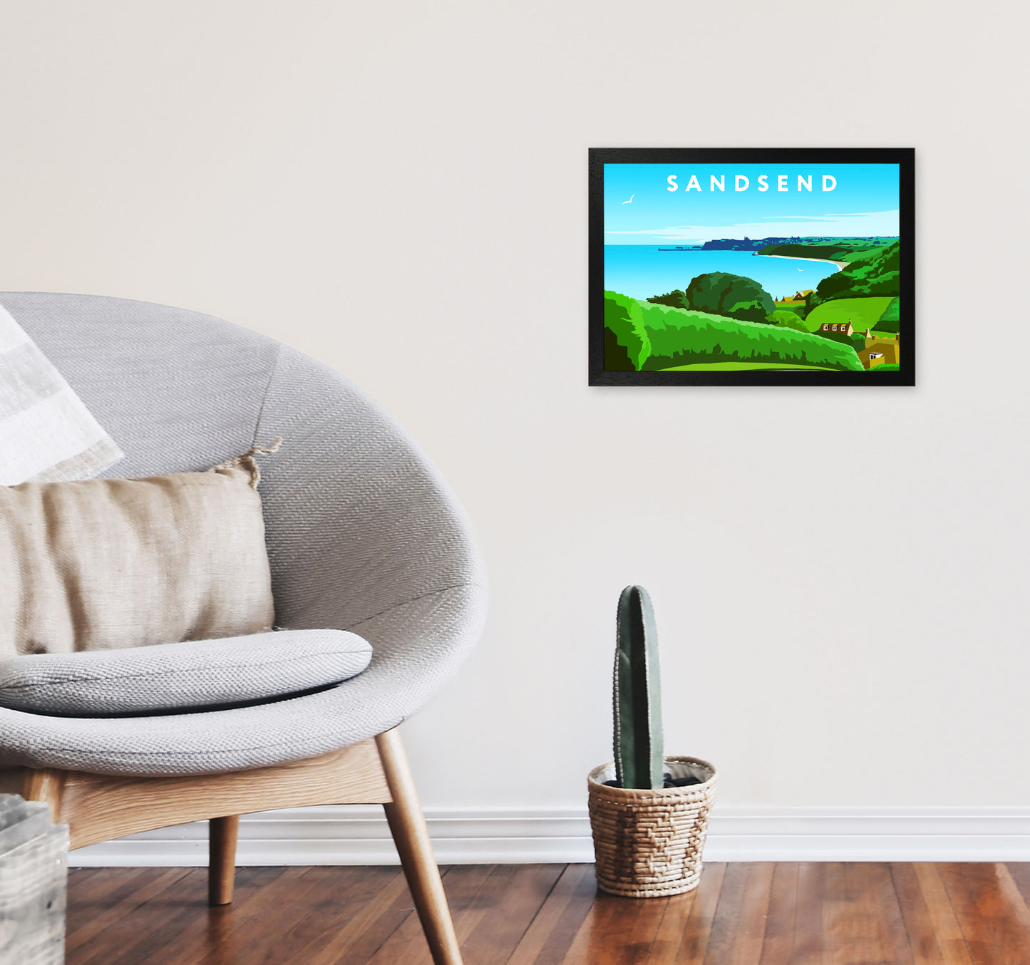 Sandsend Art Print by Richard O'Neill A3 White Frame