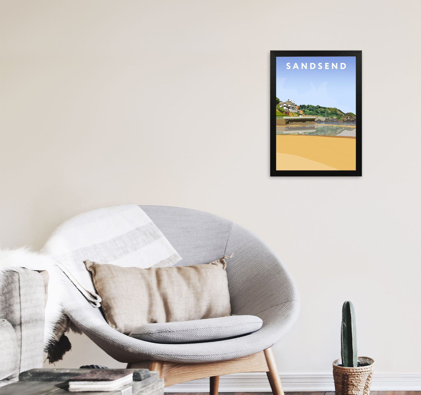 Sandsend4 Portrait by Richard O'Neill A3 White Frame