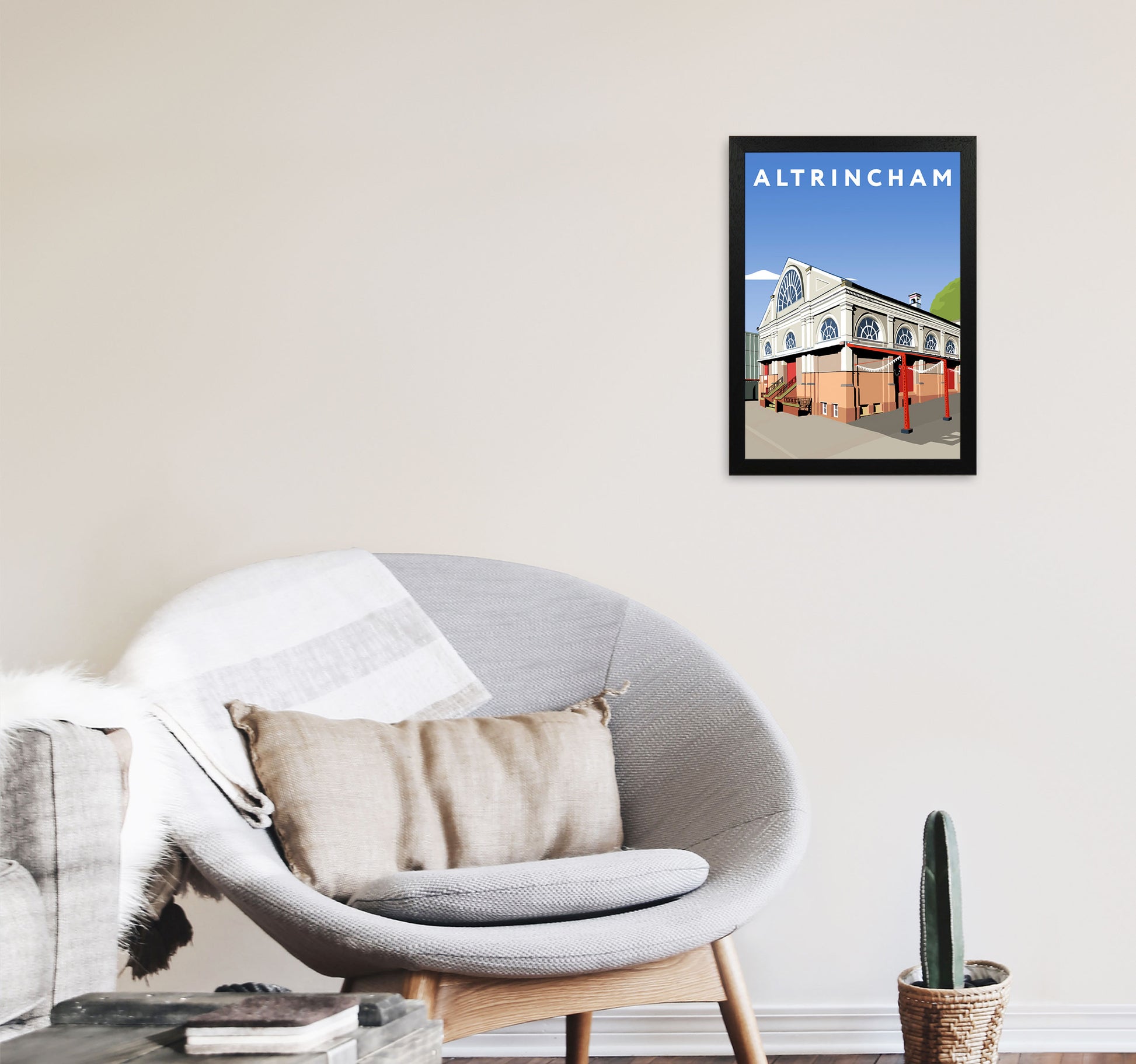 Altrincham Art Print by Richard O'Neill A3 White Frame