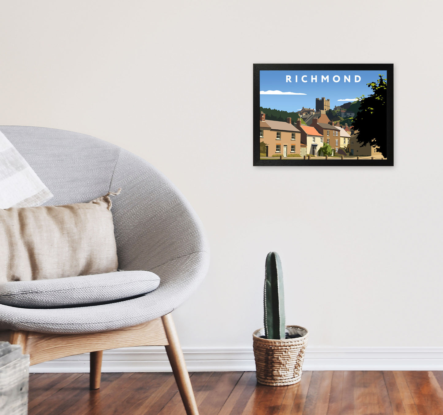 Richmond Travel Art Print by Richard O'Neill, Framed Wall Art A3 White Frame