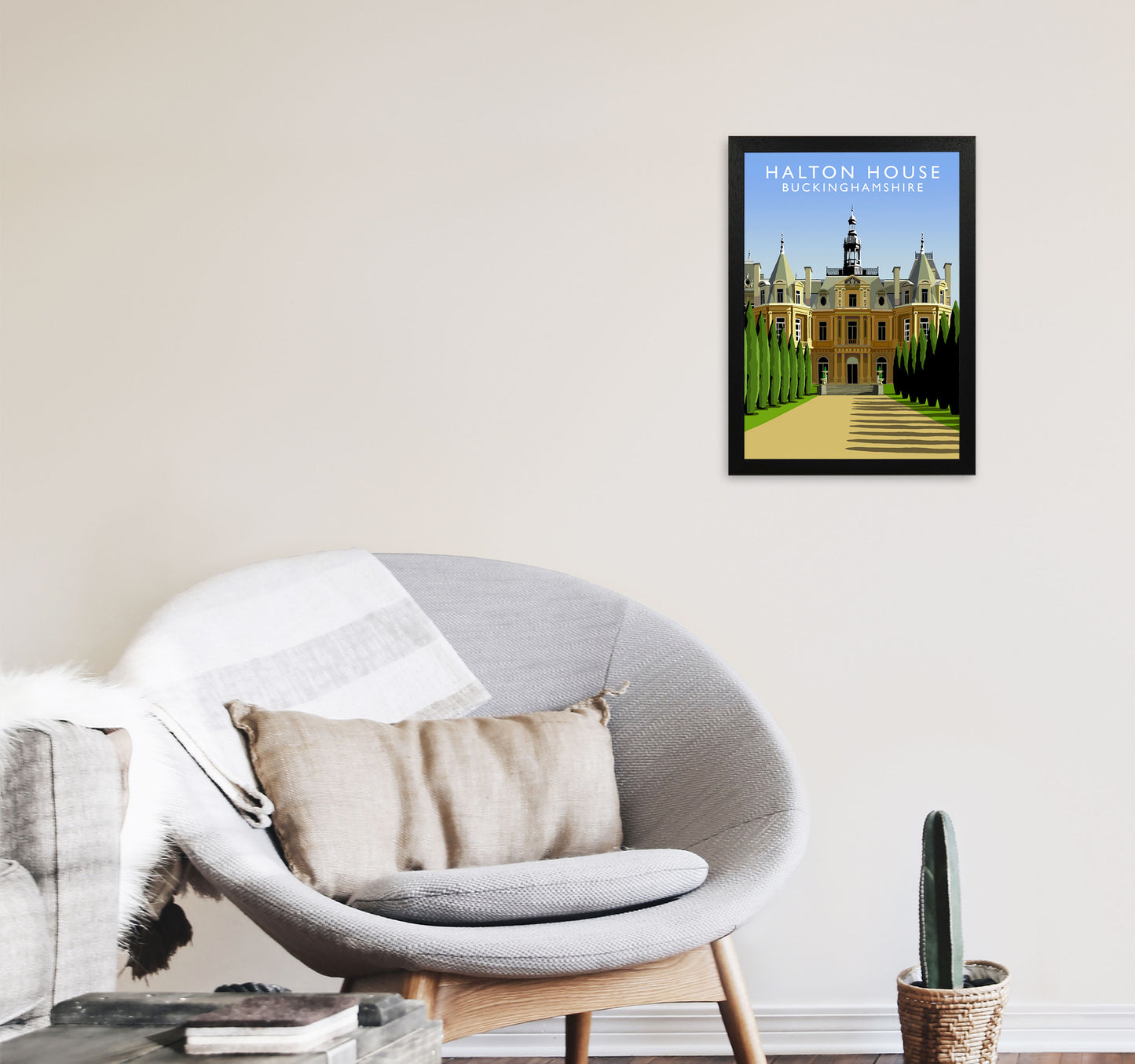 Halton House Portrait by Richard O'Neill A3 White Frame