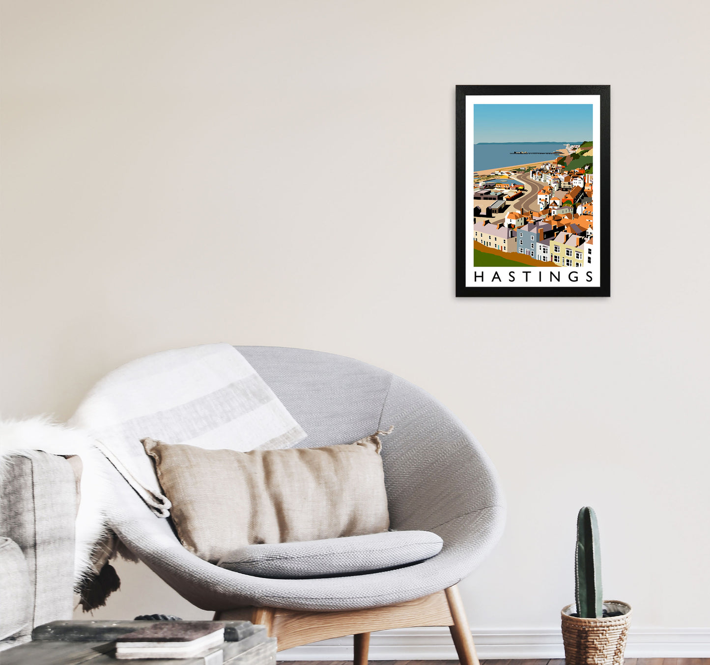 Hastings Framed Digital Art Print by Richard O'Neill A3 White Frame