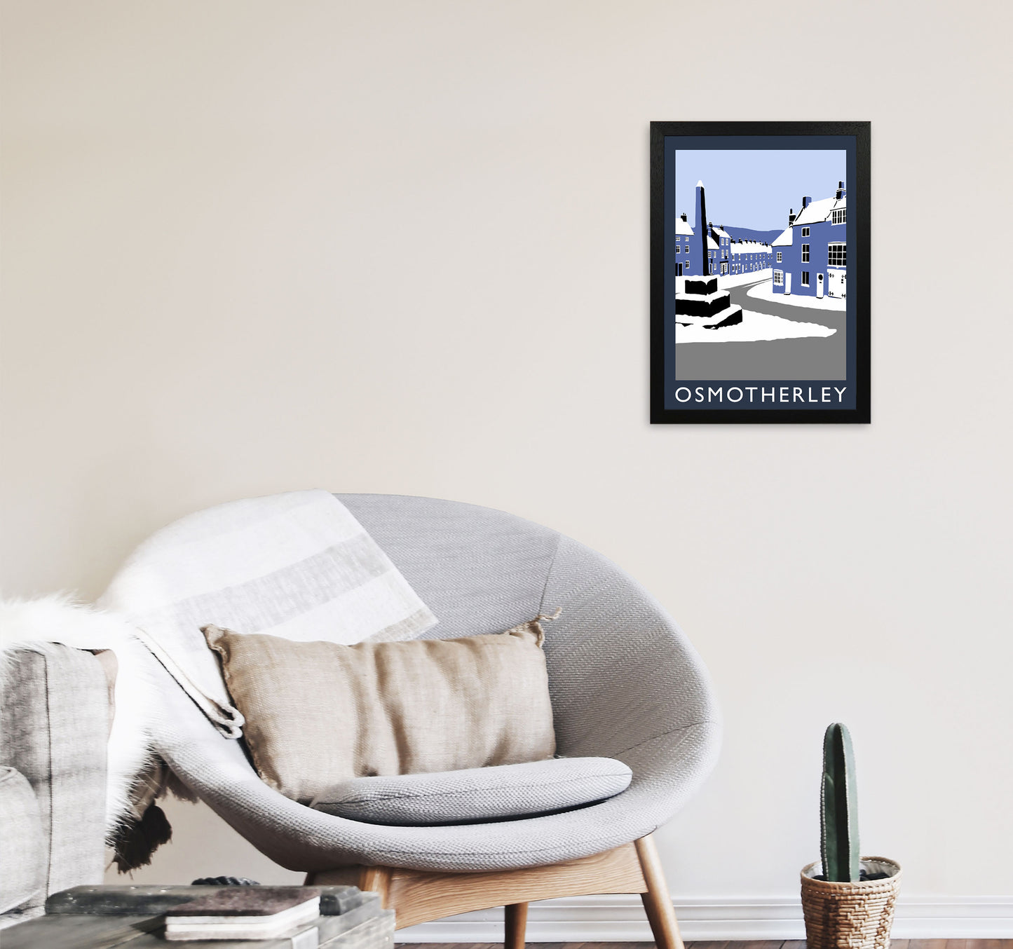Osmotherley Travel Art Print by Richard O'Neill, Framed Wall Art A3 White Frame