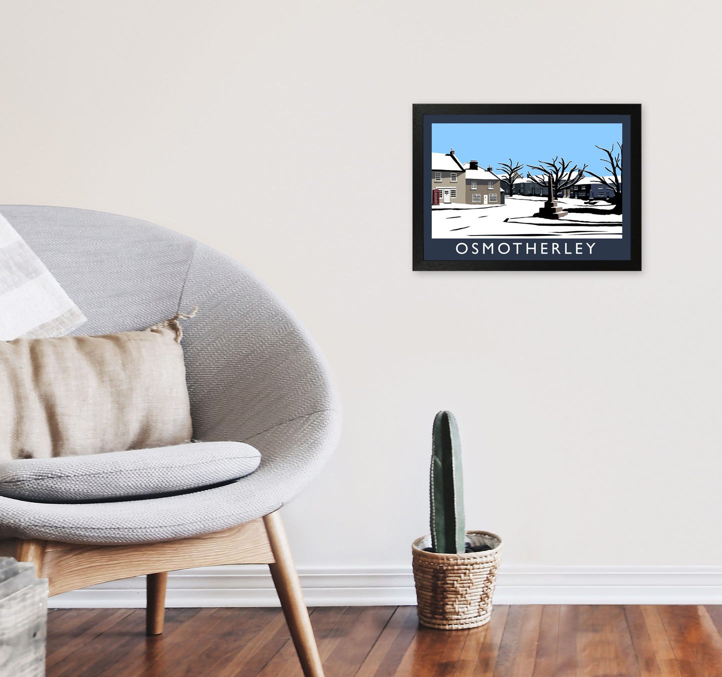 Osmotherley Travel Art Print by Richard O'Neill, Framed Wall Art A3 White Frame