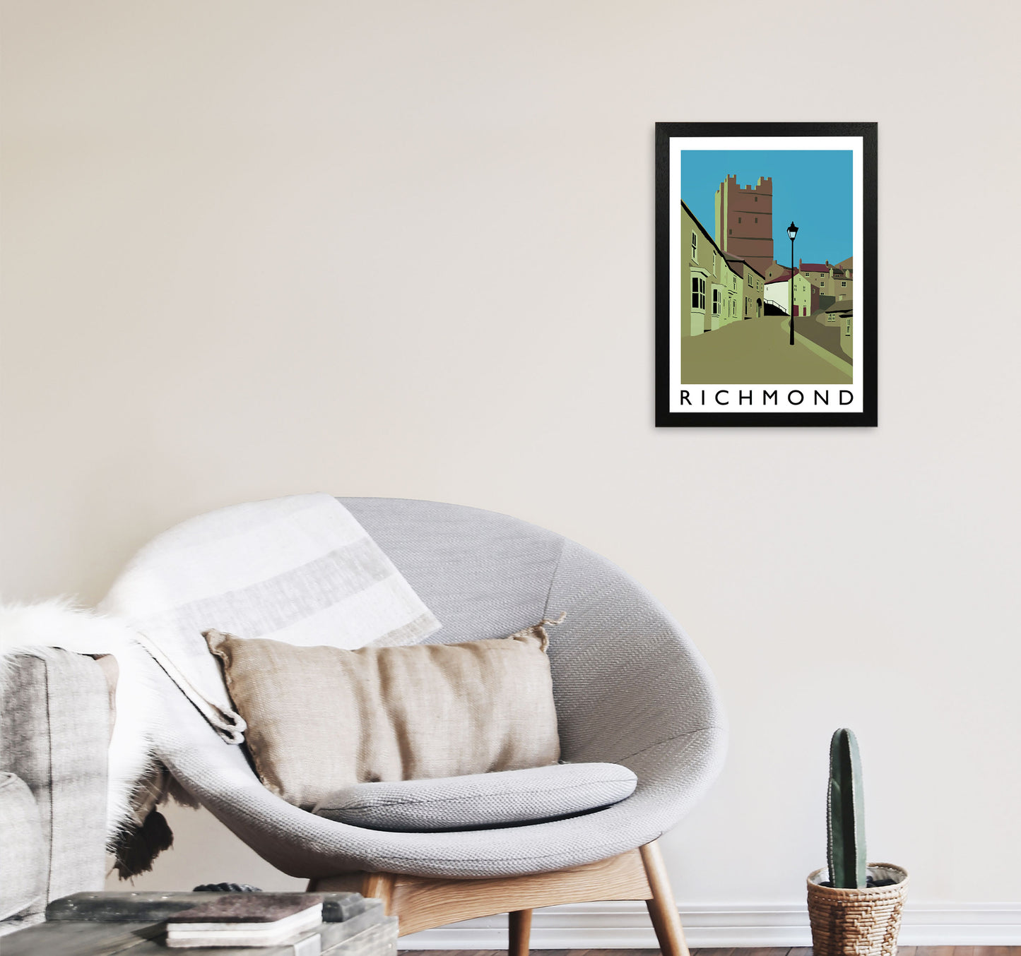 Richmond Travel Art Print by Richard O'Neill, Framed Wall Art A3 White Frame