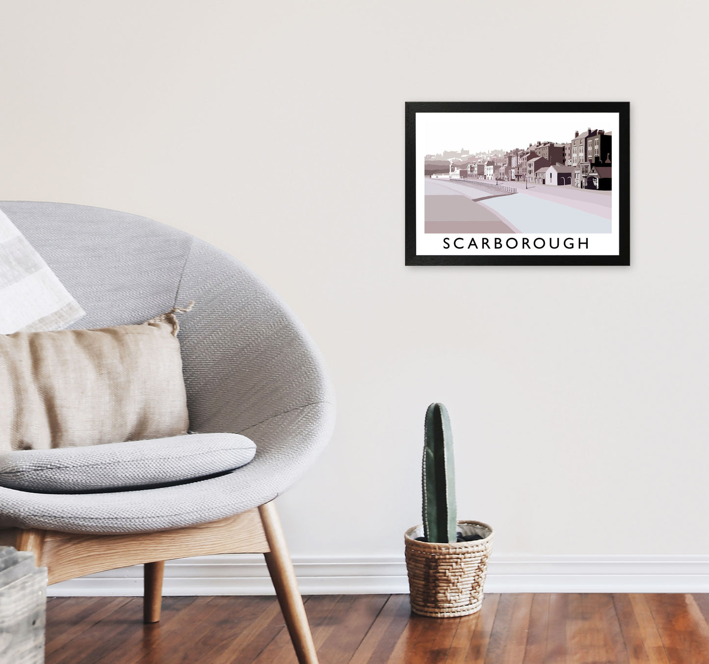 Scarborough Travel Art Print by Richard O'Neill, Framed Wall Art A3 White Frame