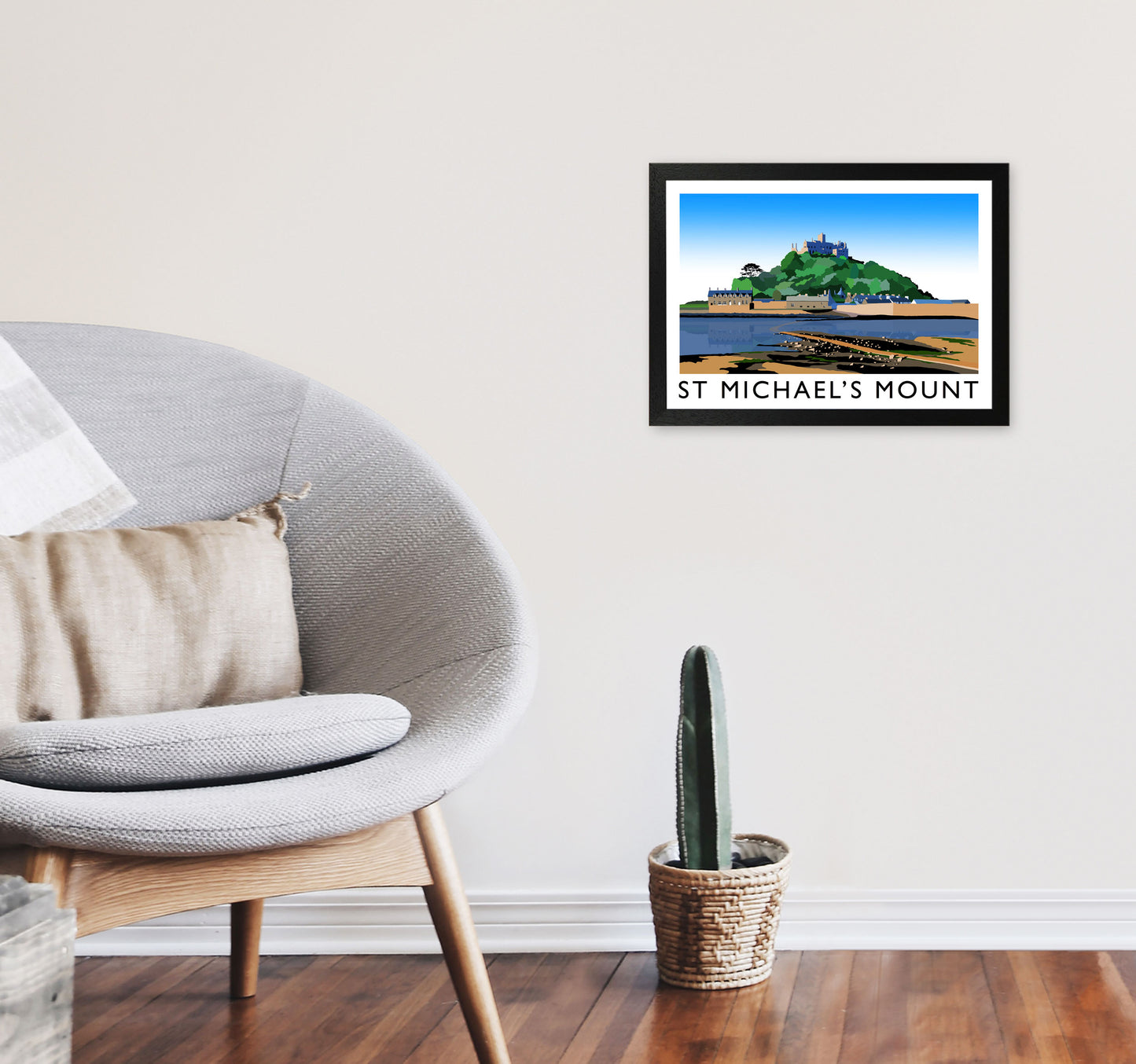 St Michael's Mount Framed Digital Art Print by Richard O'Neill A3 White Frame
