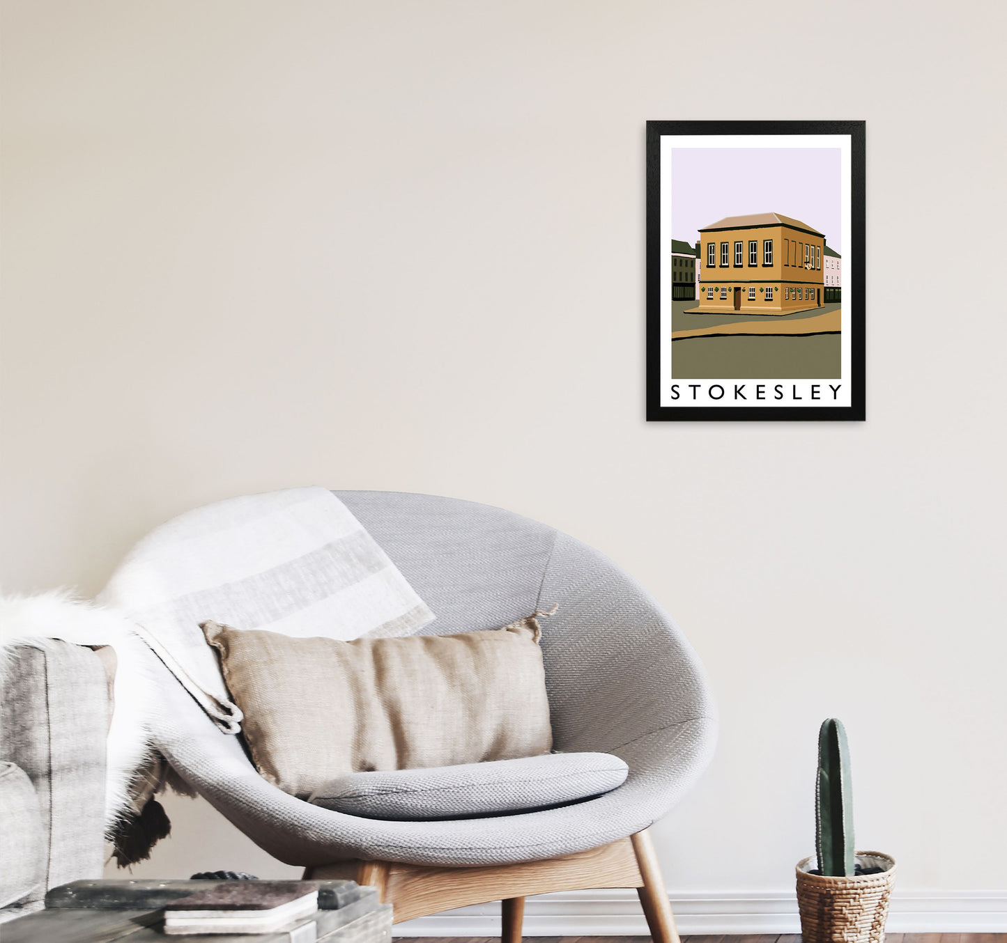 Stokesley Travel Art Print by Richard O'Neill, Framed Wall Art A3 White Frame