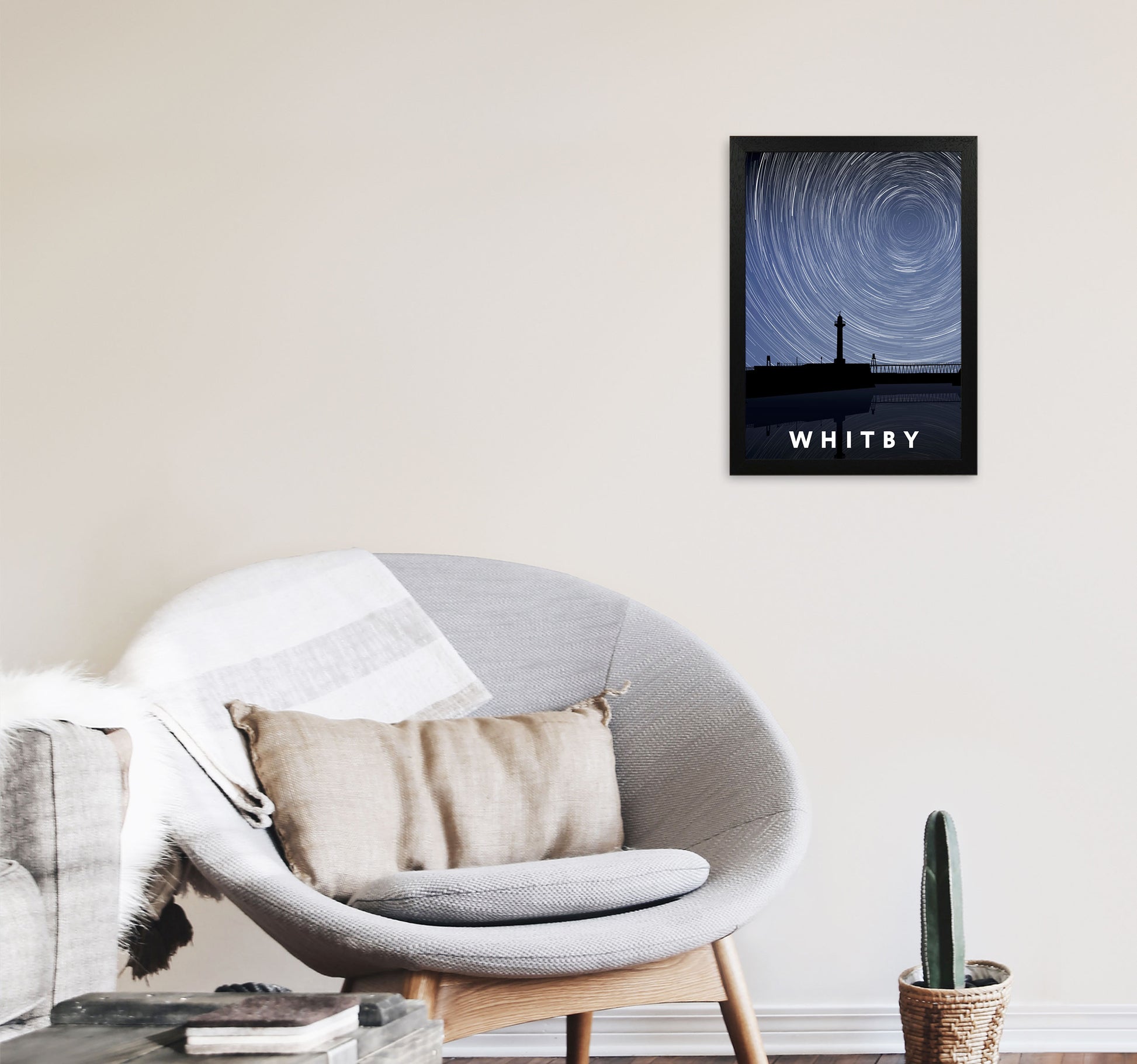 Whitby Digital Art Print by Richard O'Neill, Framed Wall Art A3 White Frame