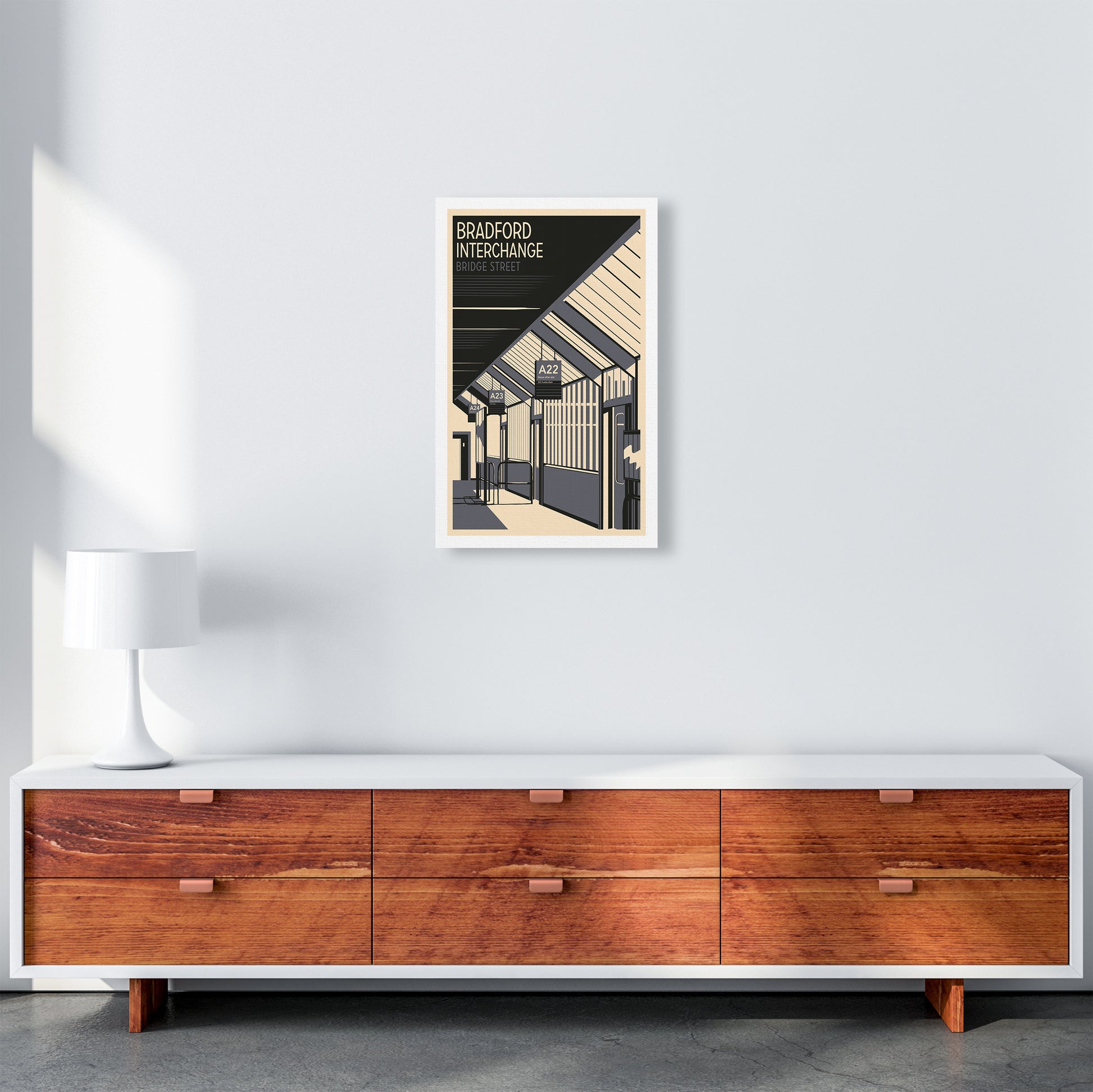 Bradford Interchange, Bridge Street portrait Travel Art Print by Richard O'Neill A3 Canvas