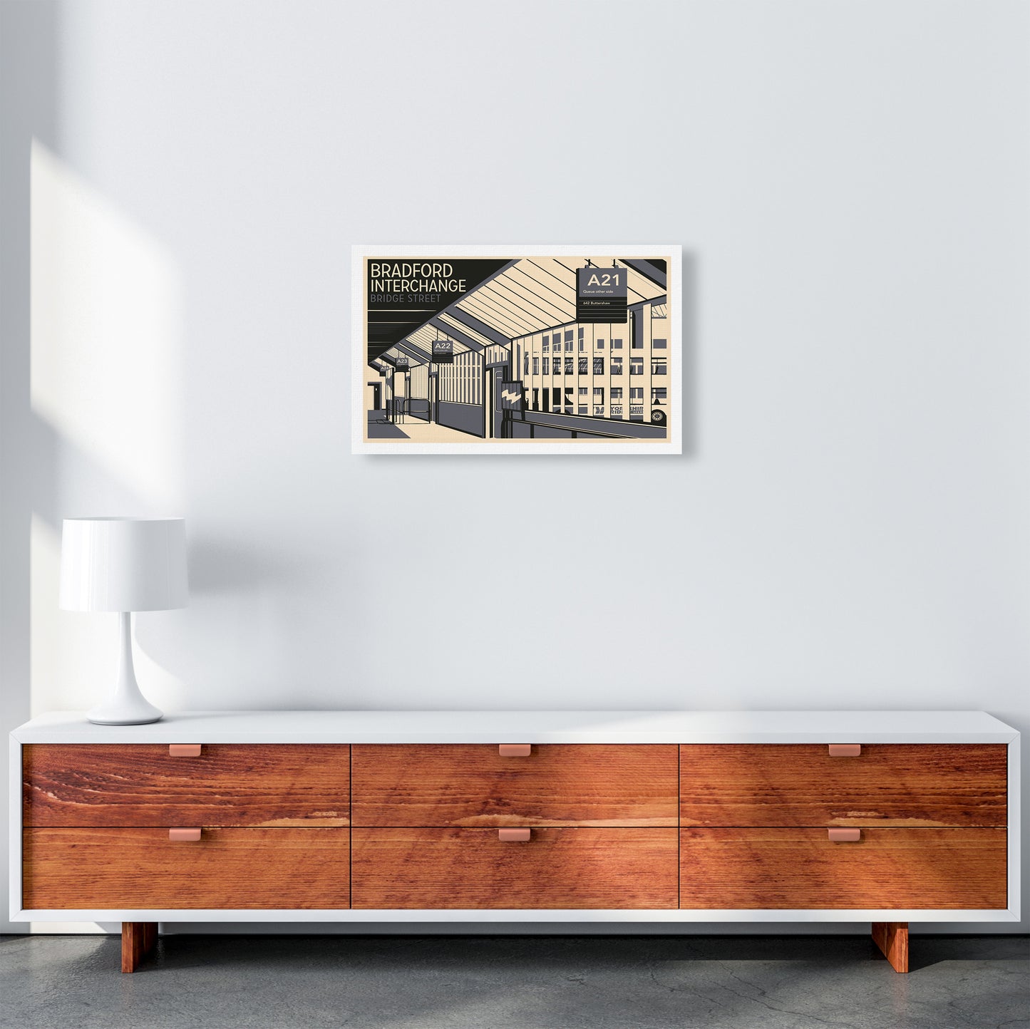 Bradford Interchange, Bridge Street Travel Art Print by Richard O'Neill A3 Canvas