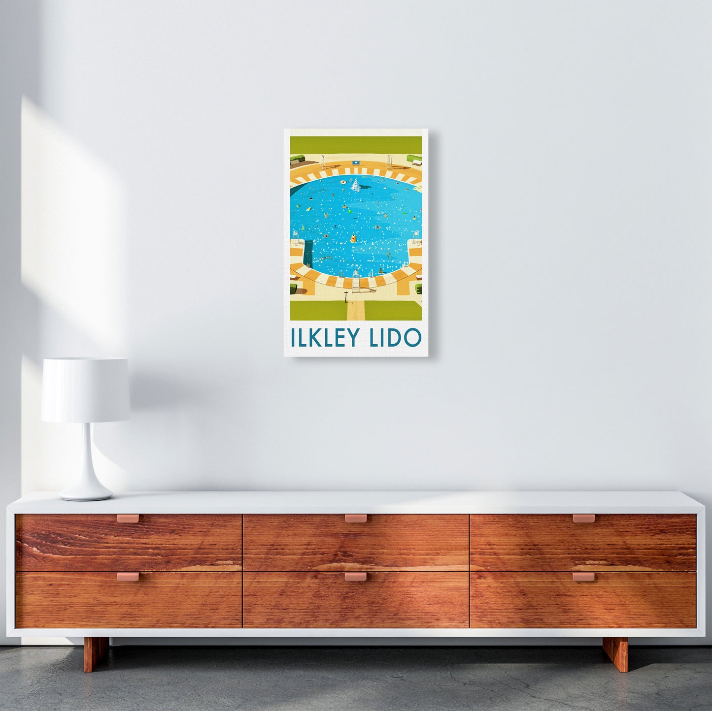 Ilkley Lido portrait Travel Art Print by Richard O'Neill A3 Canvas