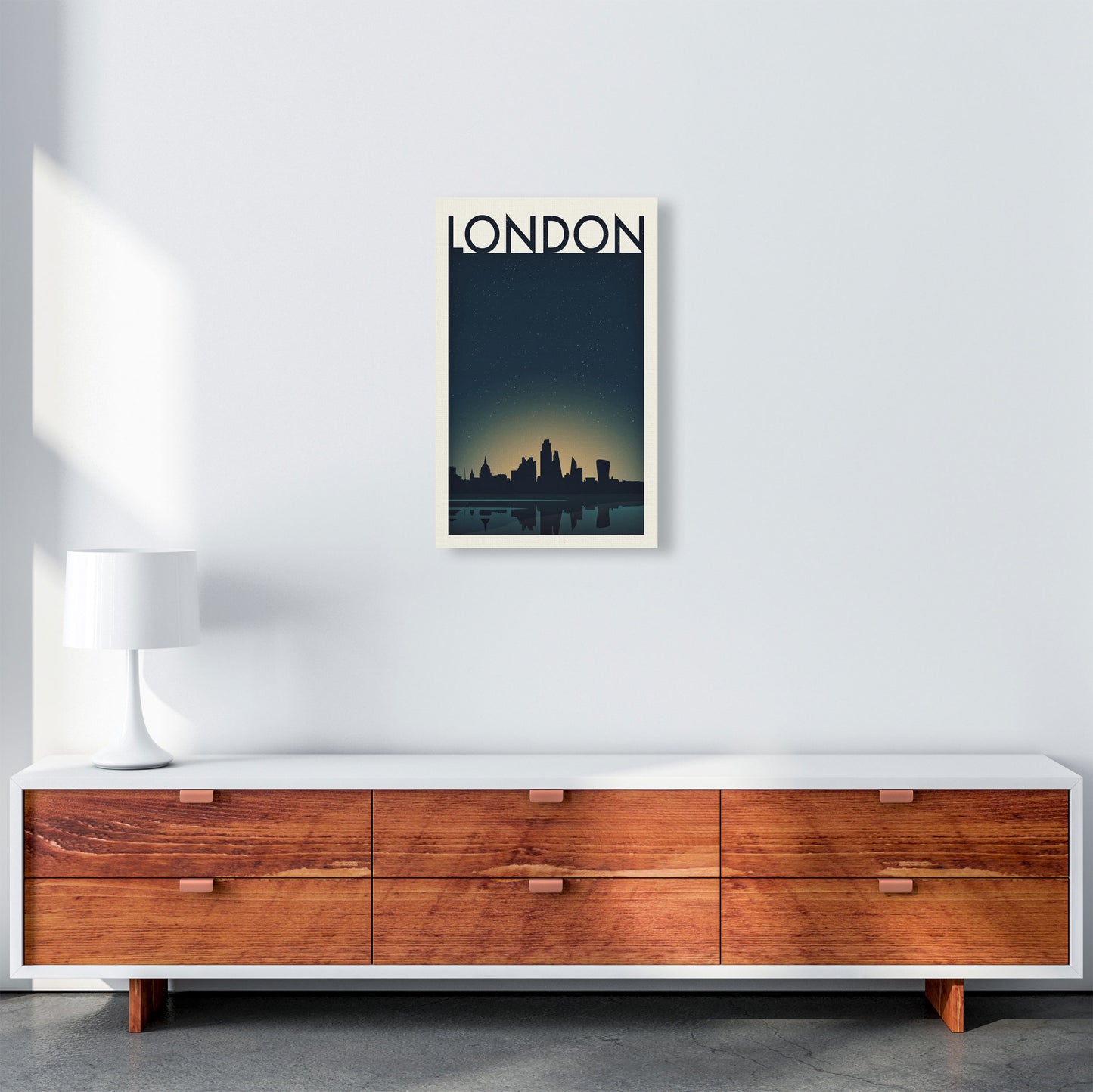 London 4 (Night) Travel Art Print by Richard O'Neill A3 Canvas