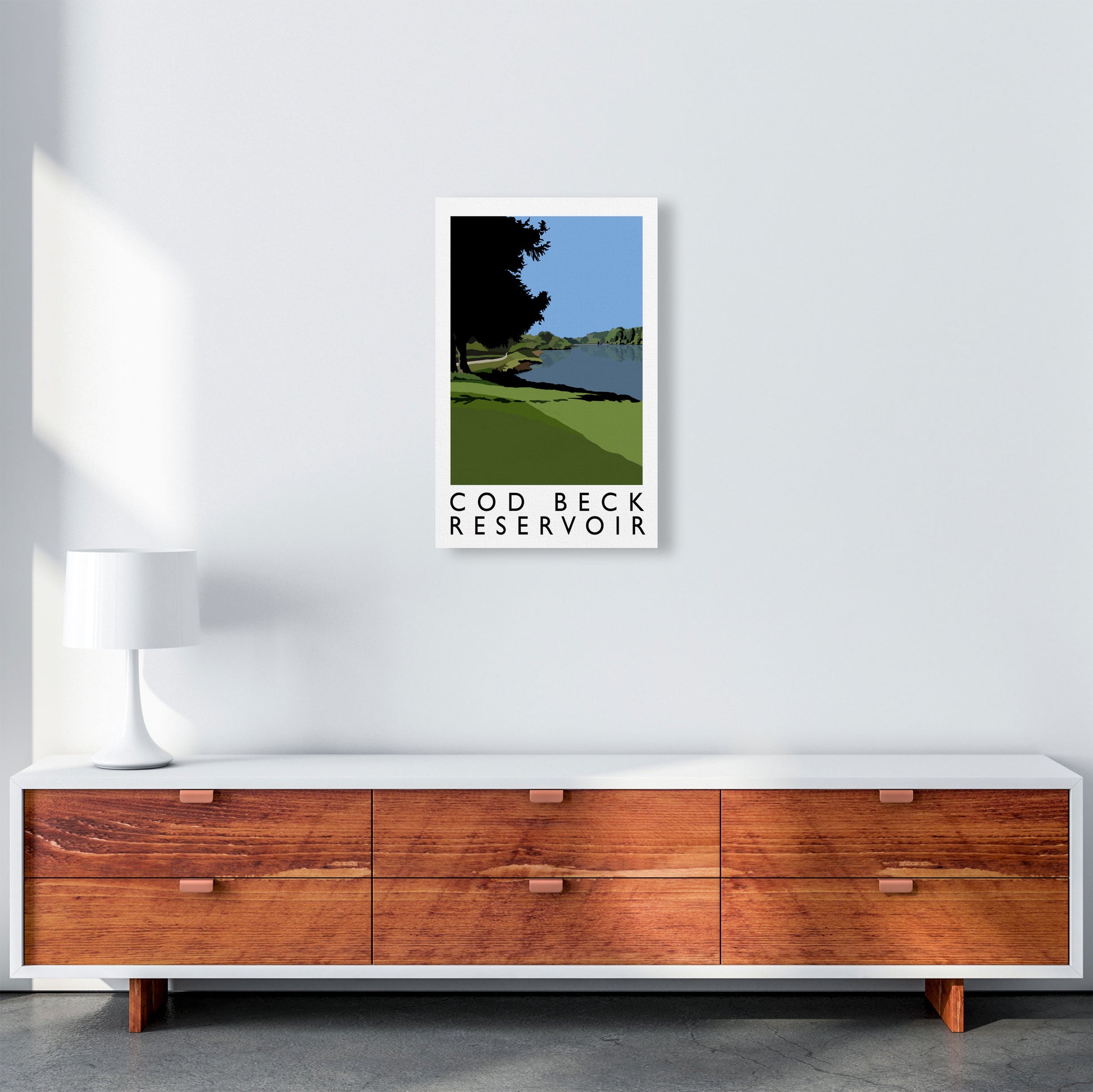 Cod Beck Reservoir Framed Digital Art Print by Richard O'Neill A3 Canvas