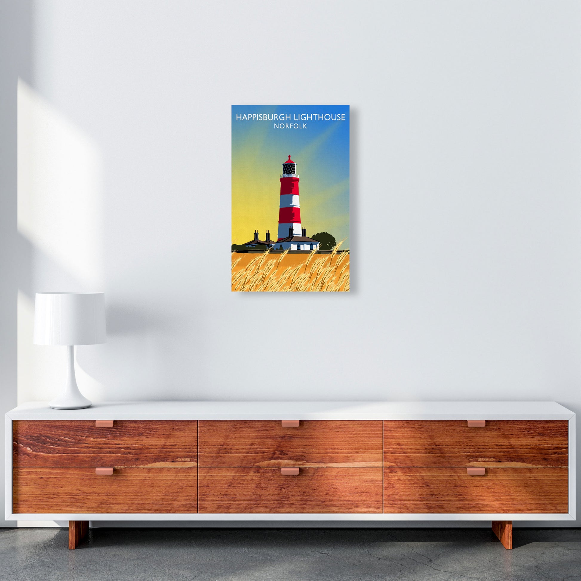 Happisburgh Lighthouse Norfolk Art Print by Richard O'Neill A3 Canvas
