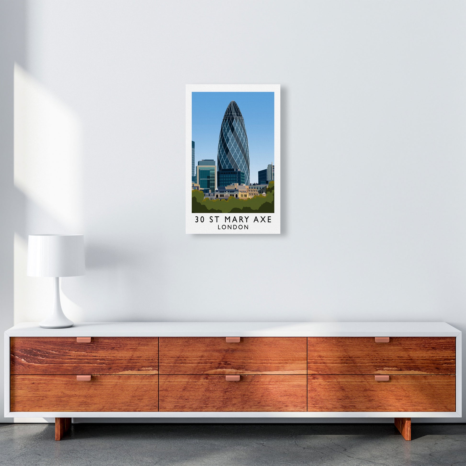 30 St Mary Axe London Travel Art Print by Richard O'Neill A3 Canvas