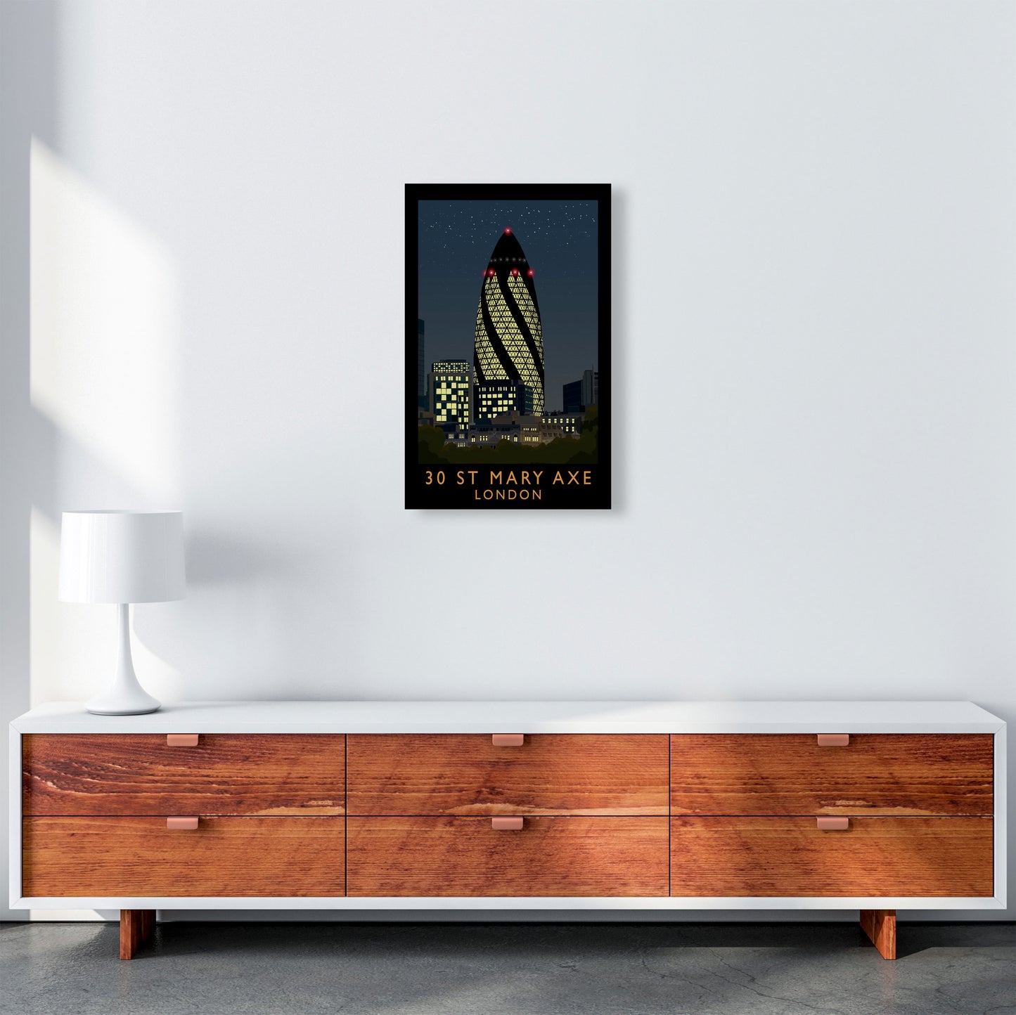 30 St Mary Axe London Travel Art Print by Richard O'Neill A3 Canvas