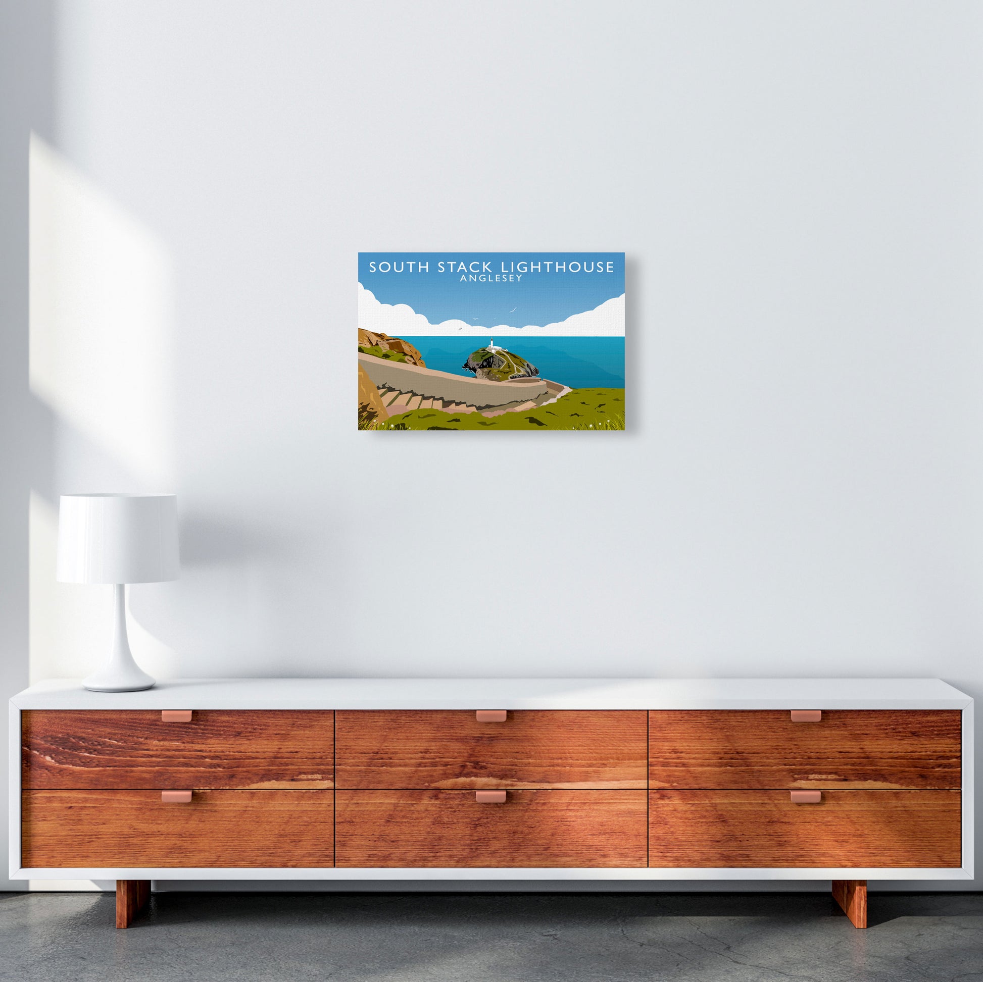 South Stack Lighthouse Anglesey Art Print by Richard O'Neill A3 Canvas