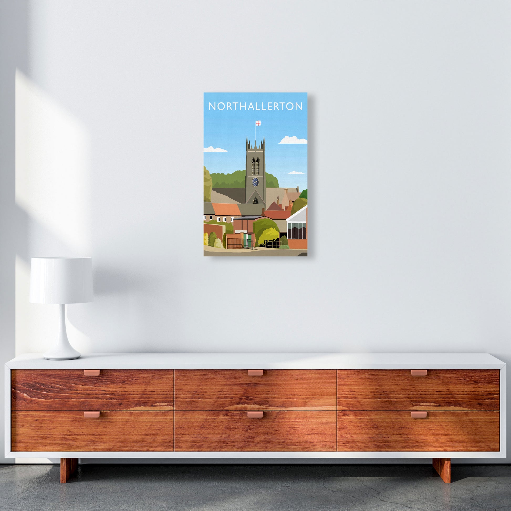 Northallerton (Portrait) by Richard O'Neill Yorkshire Art Print, Travel Poster A3 Canvas