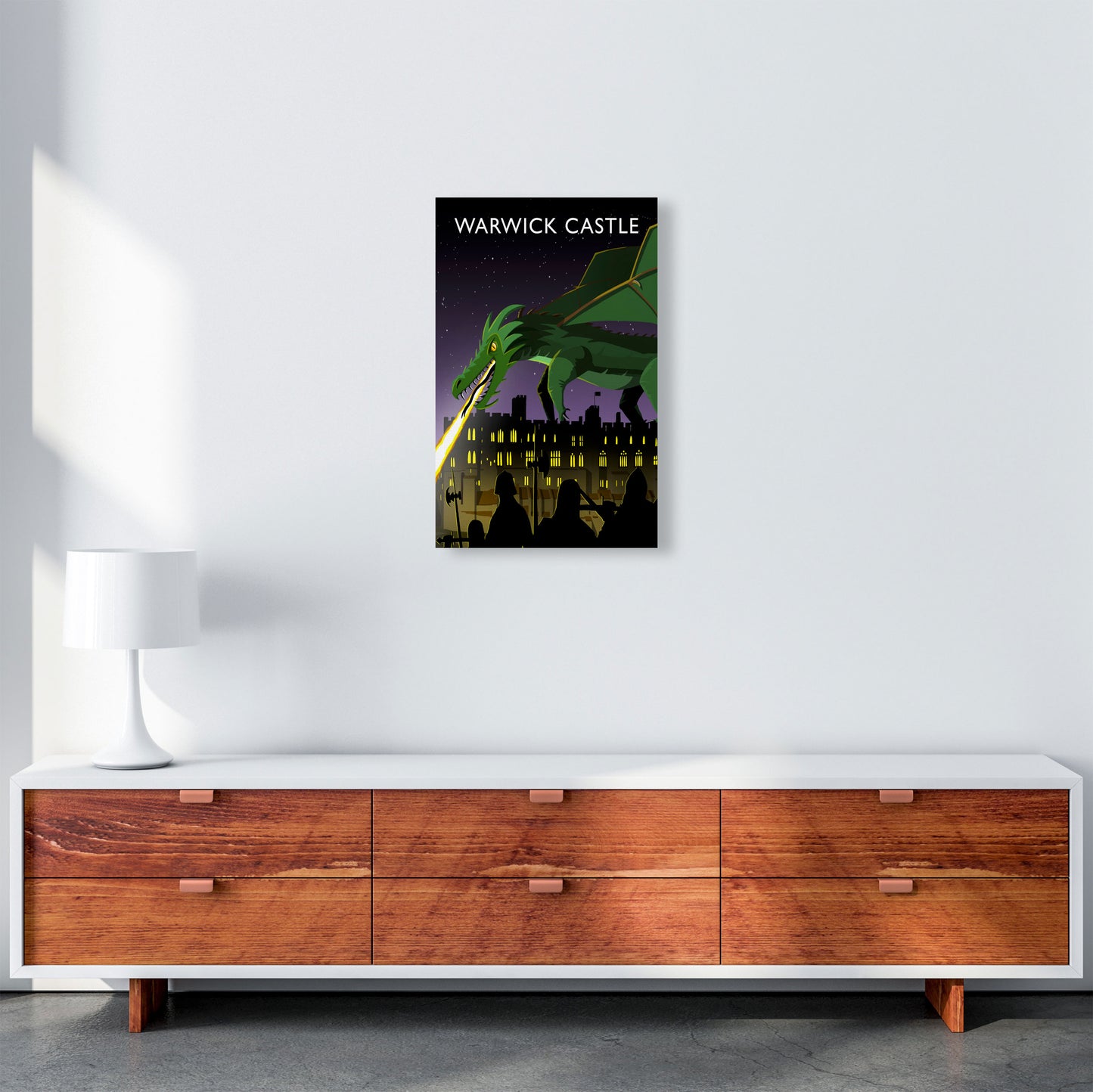 Warwick Castle With Dragon (Portrait) by Richard O'Neill A3 Canvas
