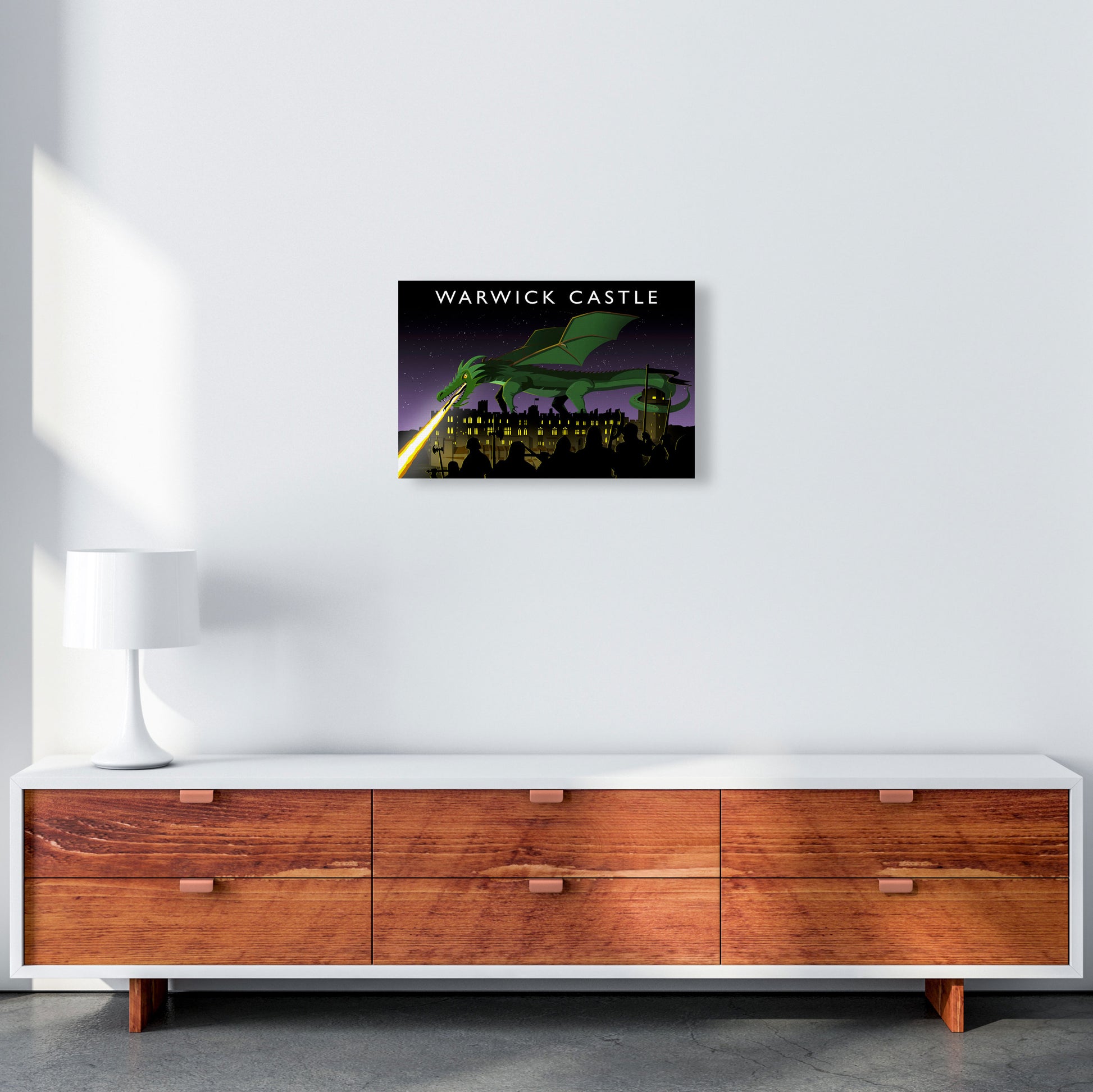 Warwick Castle With Dragon (Landscape) by Richard O'Neill A3 Canvas