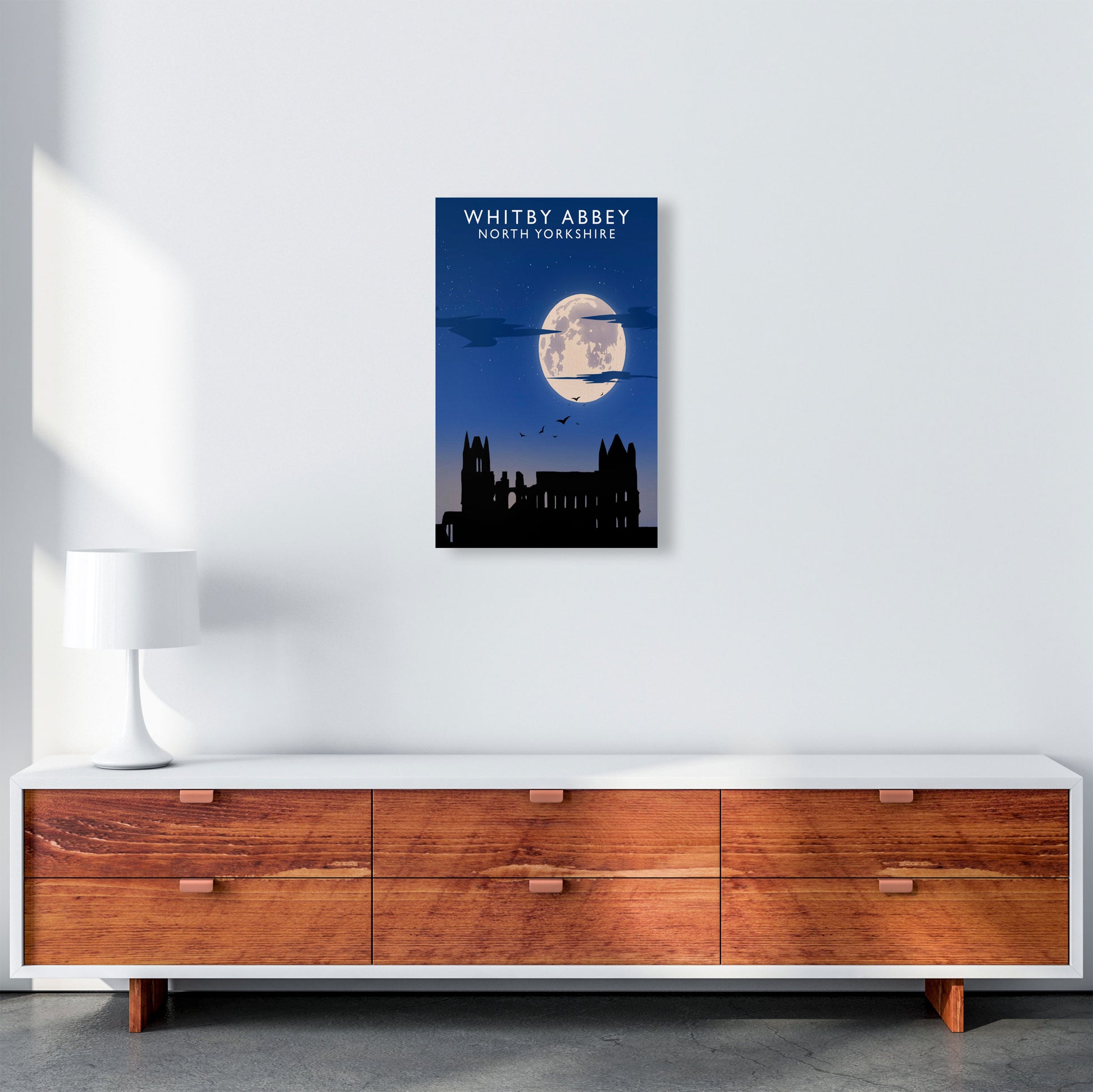 Whitby Abbey (Night) (Portrait) by Richard O'Neill Yorkshire Art Print A3 Canvas