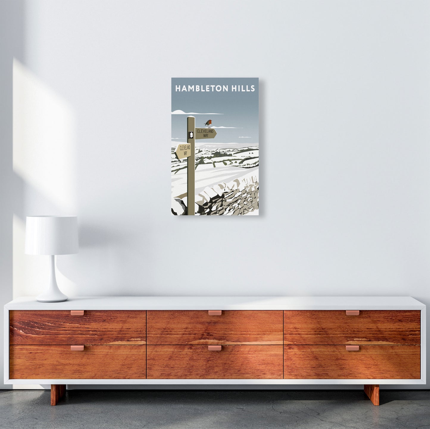 Hambleton Hills In Snow Portrait by Richard O'Neill A3 Canvas