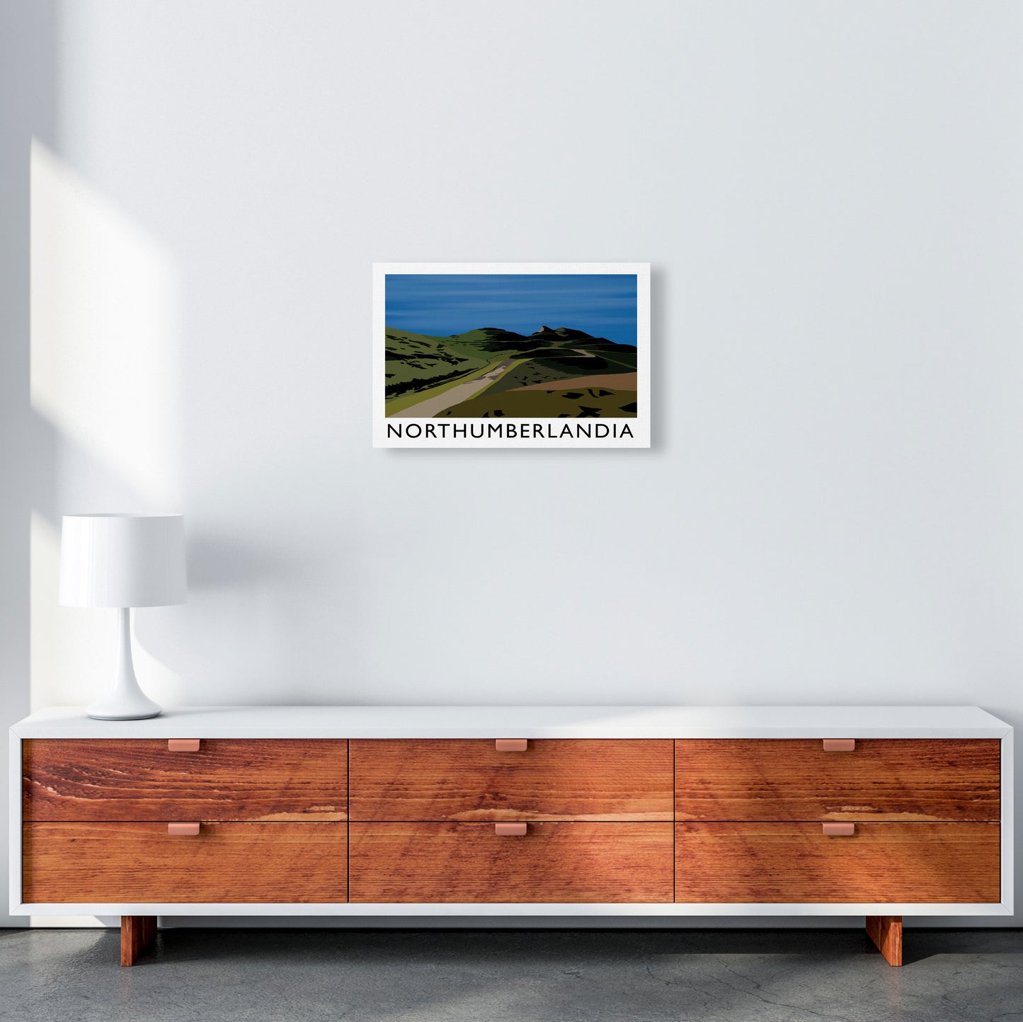 Northumberlandia Travel Art Print by Richard O'Neill, Framed Wall Art A3 Canvas