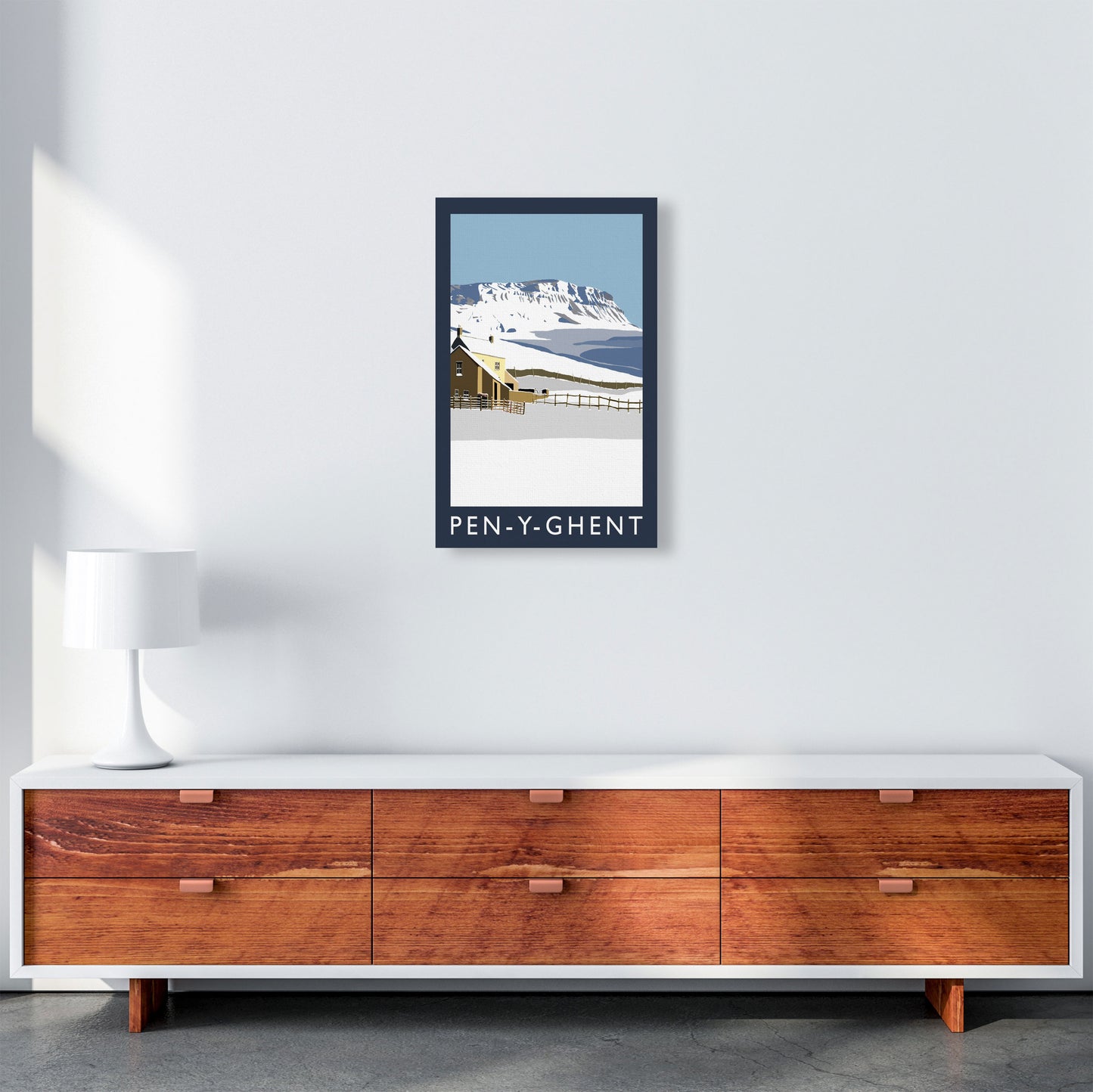 Pen-Y-Ghent Travel Art Print by Richard O'Neill, Framed Wall Art A3 Canvas